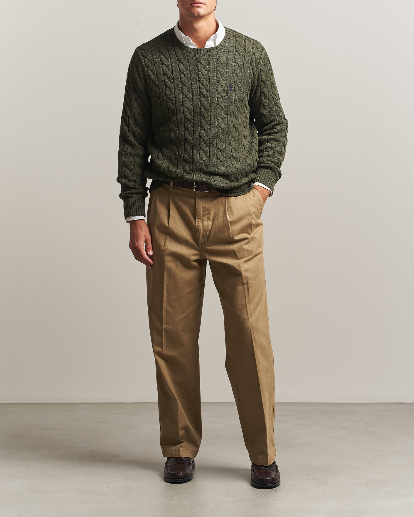Heren | Truien | Polo Ralph Lauren | Cotton Cable Pullover Olive Shrub Heather