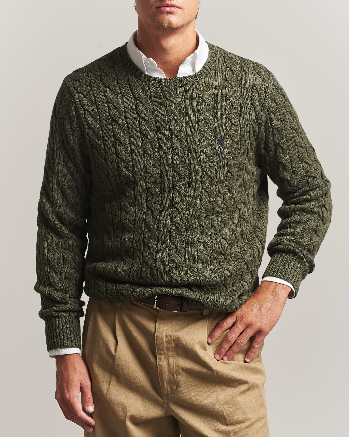 Heren | Truien | Polo Ralph Lauren | Cotton Cable Pullover Olive Shrub Heather