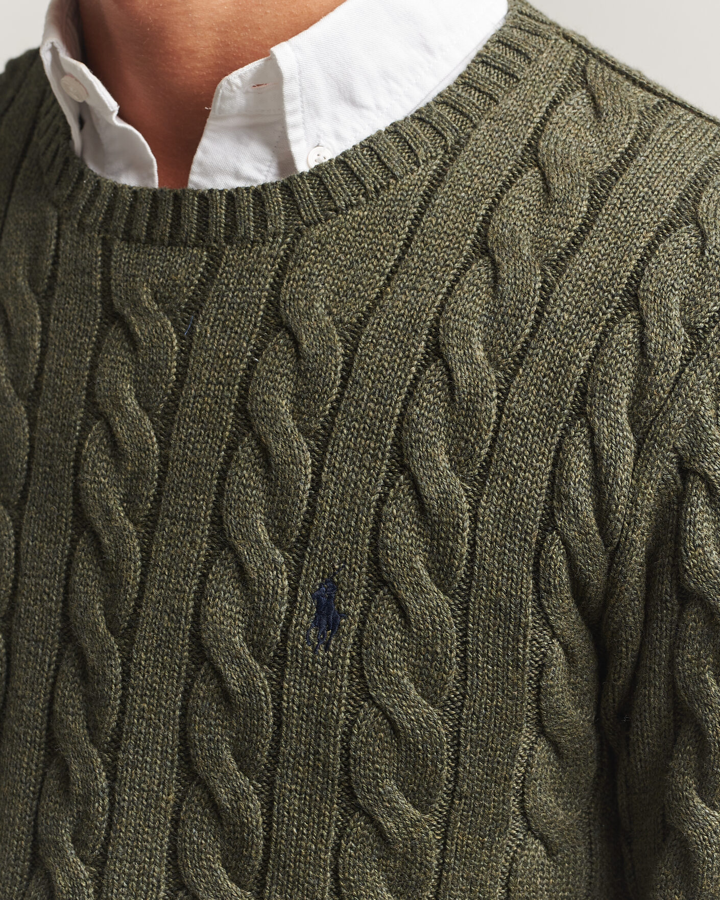 Heren | Truien | Polo Ralph Lauren | Cotton Cable Pullover Olive Shrub Heather