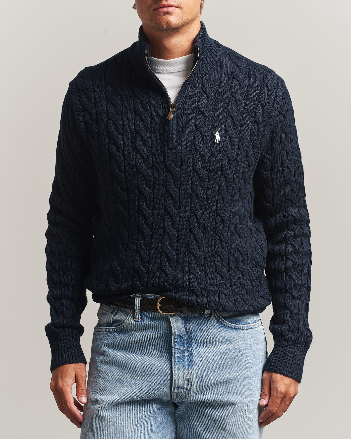 Heren | Truien | Polo Ralph Lauren | Cotton Cable Half Zip Hunter Navy
