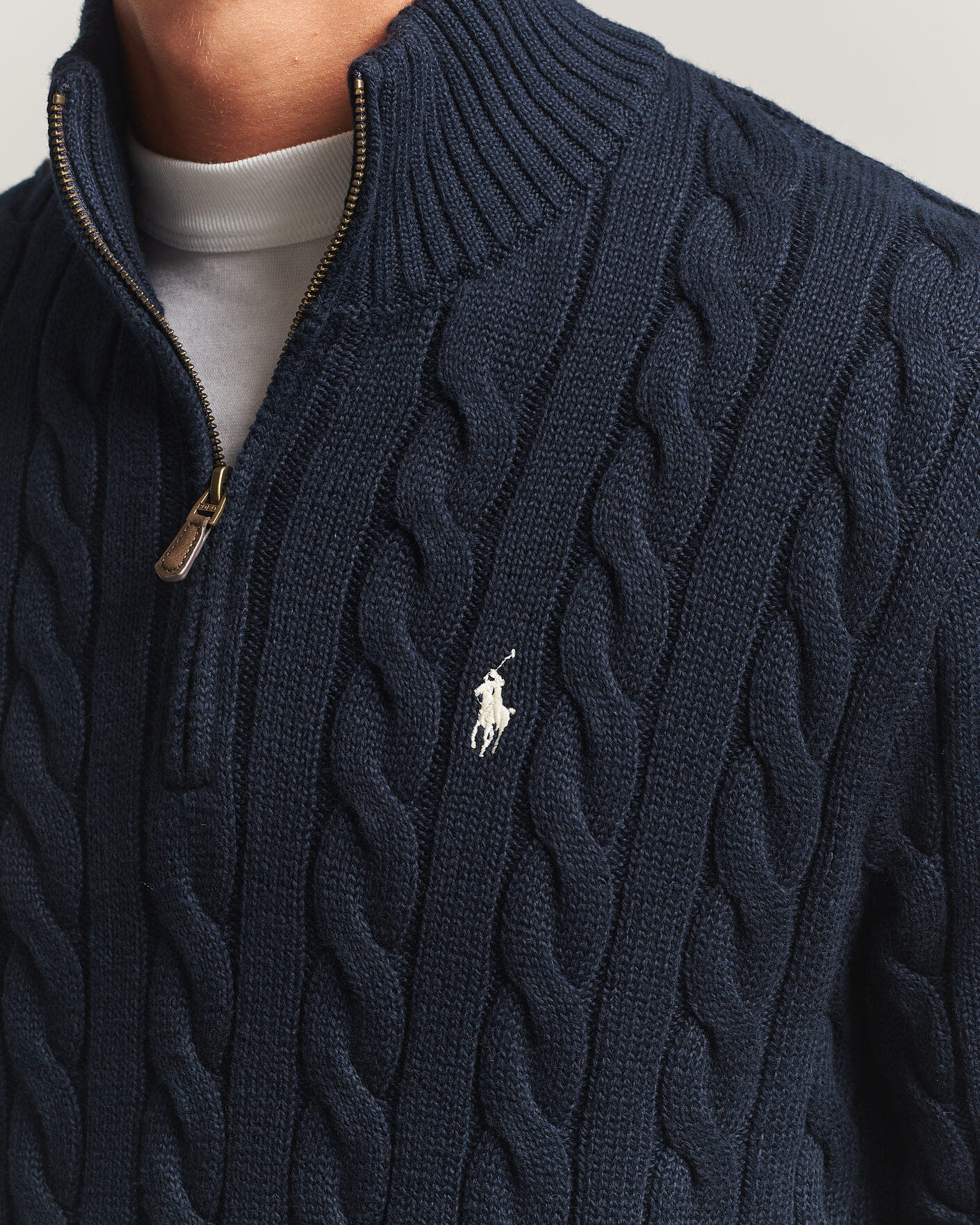 Heren | Truien | Polo Ralph Lauren | Cotton Cable Half Zip Hunter Navy