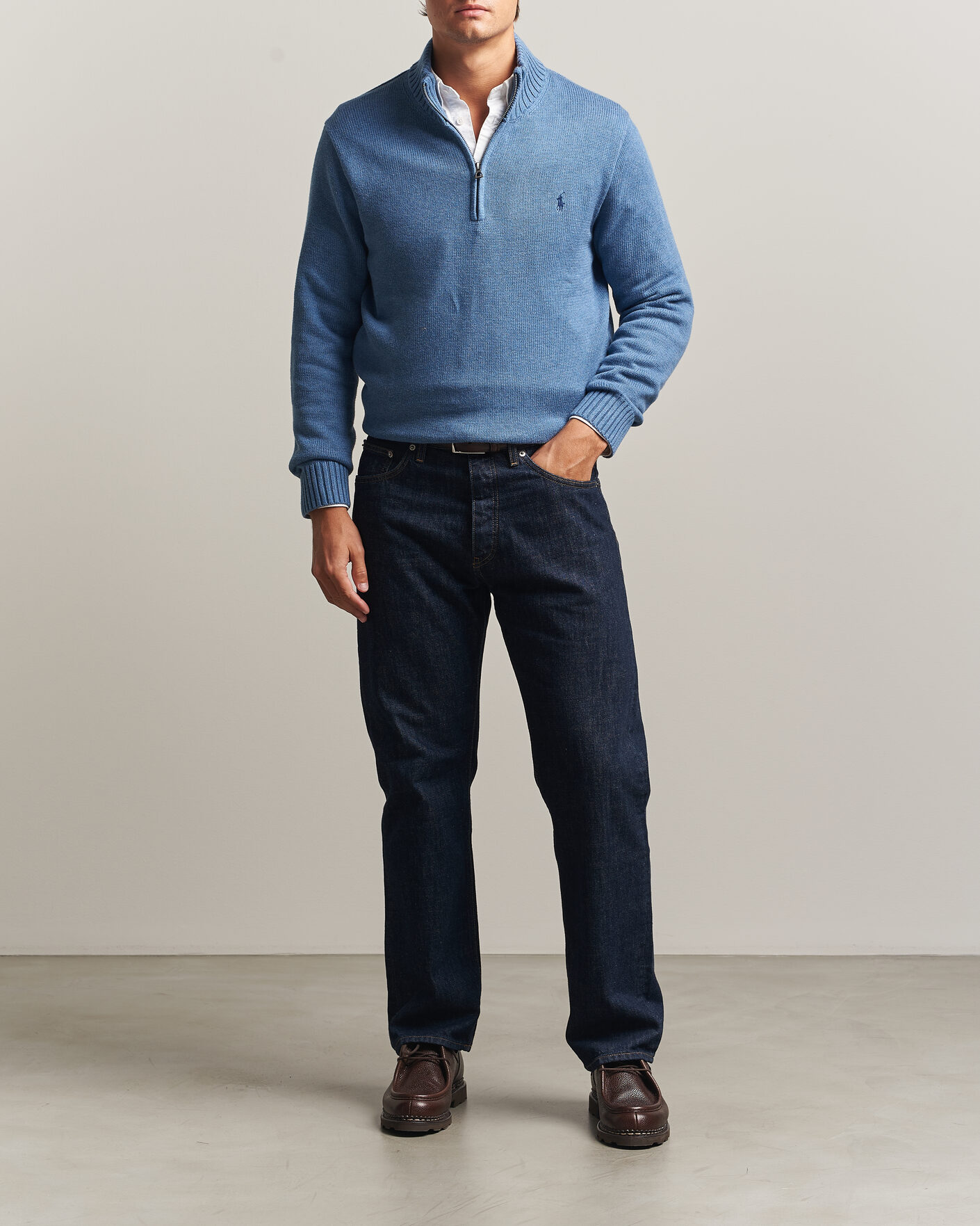 Heren | Truien | Polo Ralph Lauren | Cotton Pullover Half Zip Blue Borage Heather