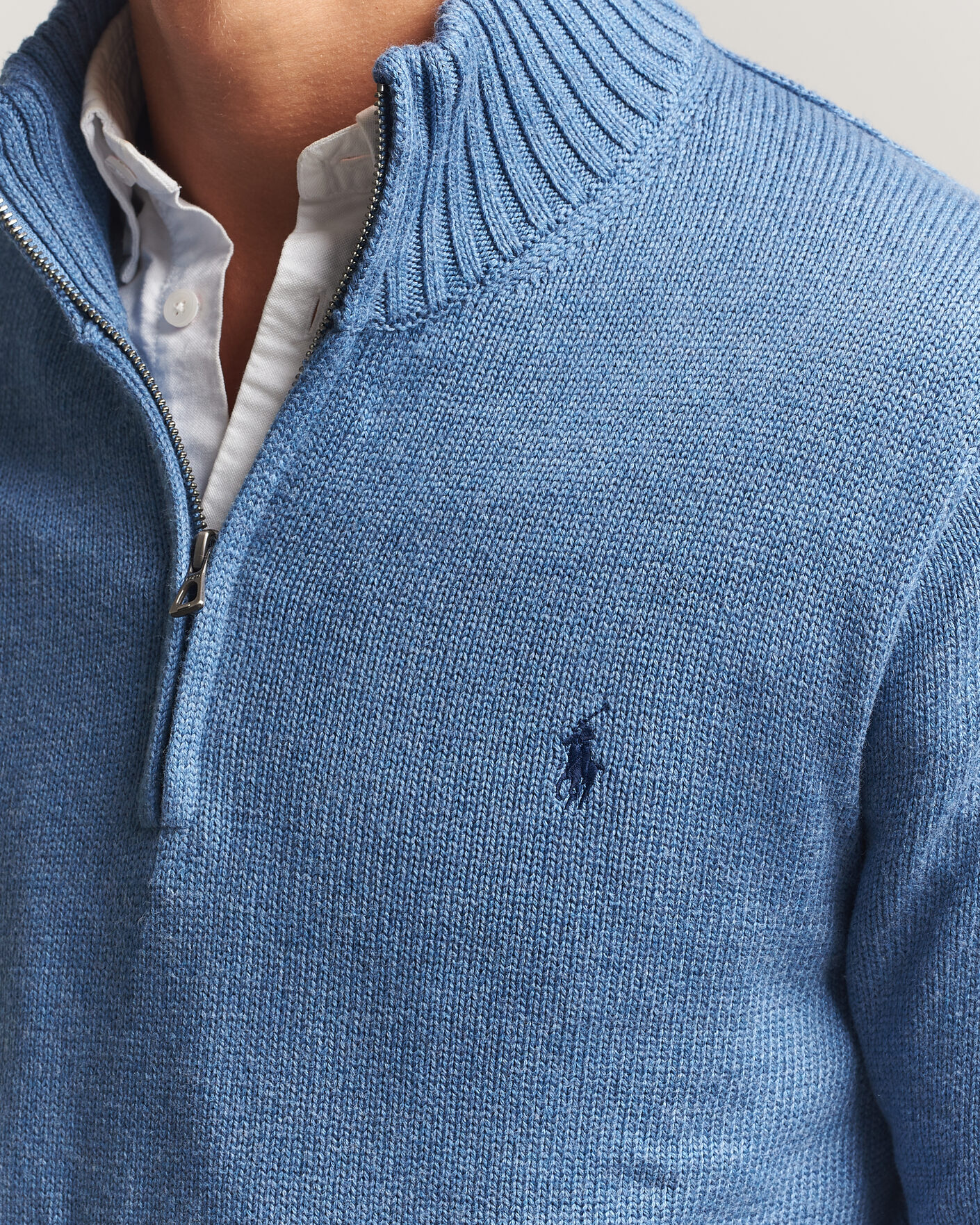 Heren | Truien | Polo Ralph Lauren | Cotton Pullover Half Zip Blue Borage Heather