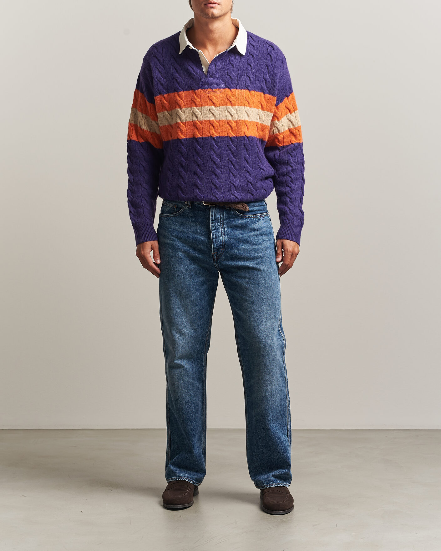 Heren | Truien | Polo Ralph Lauren | Wool Blend Cable Knitted Polo Purple Combo