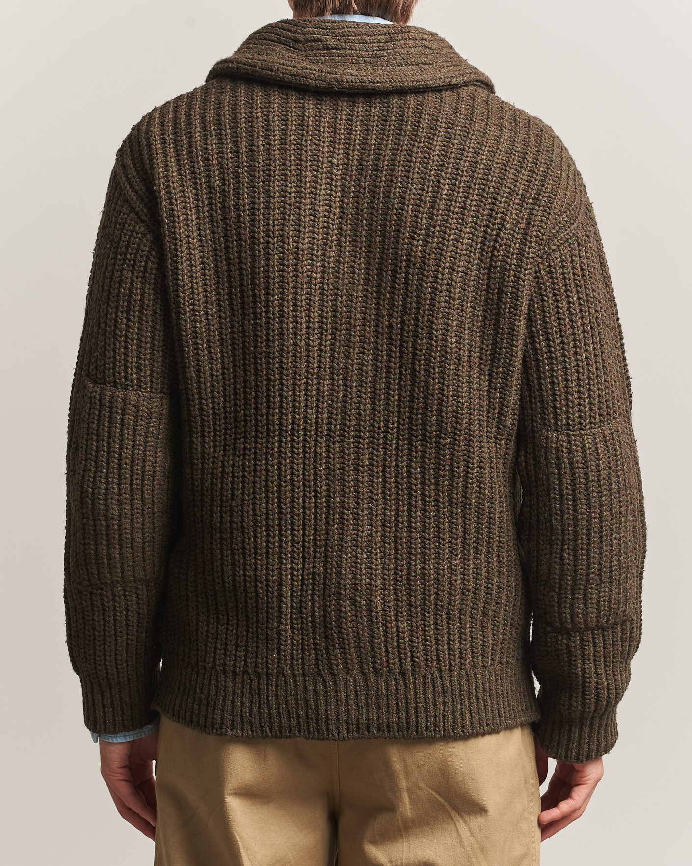 Heren | Truien | Polo Ralph Lauren | Wool Blend Shawl Collar Cardigan Olive Brown Marl