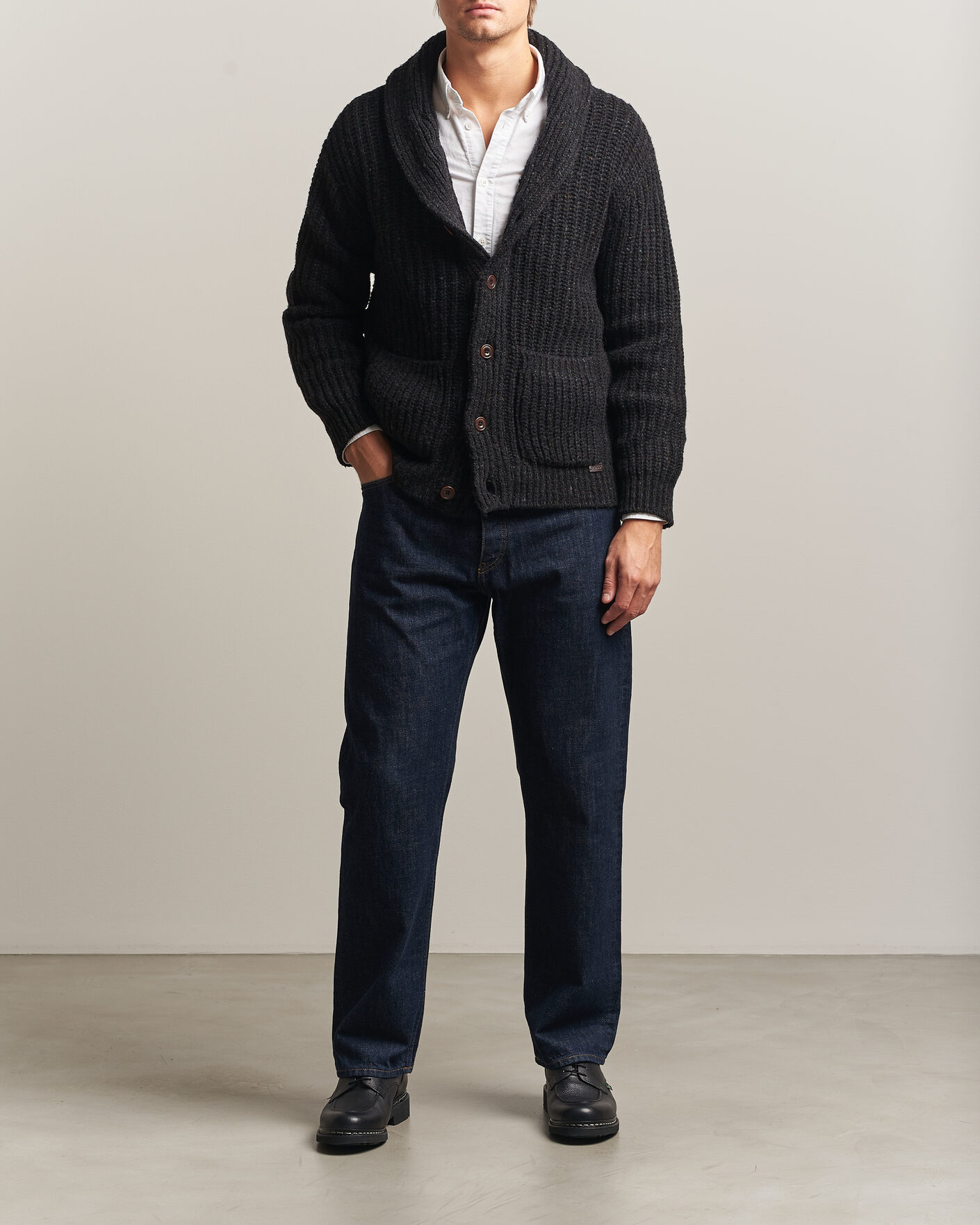Heren | Truien | Polo Ralph Lauren | Wool Blend Shawl Collar Cardigan Black Marl