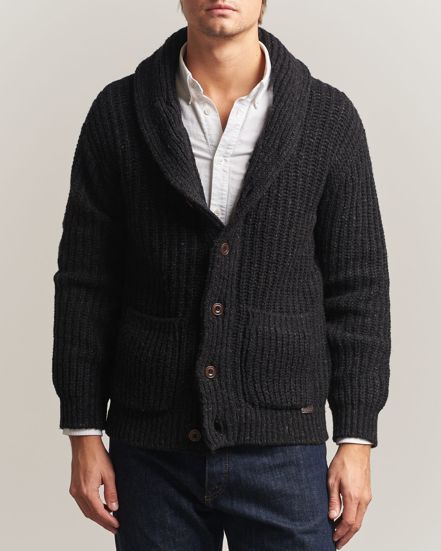 Heren | Truien | Polo Ralph Lauren | Wool Blend Shawl Collar Cardigan Black Marl