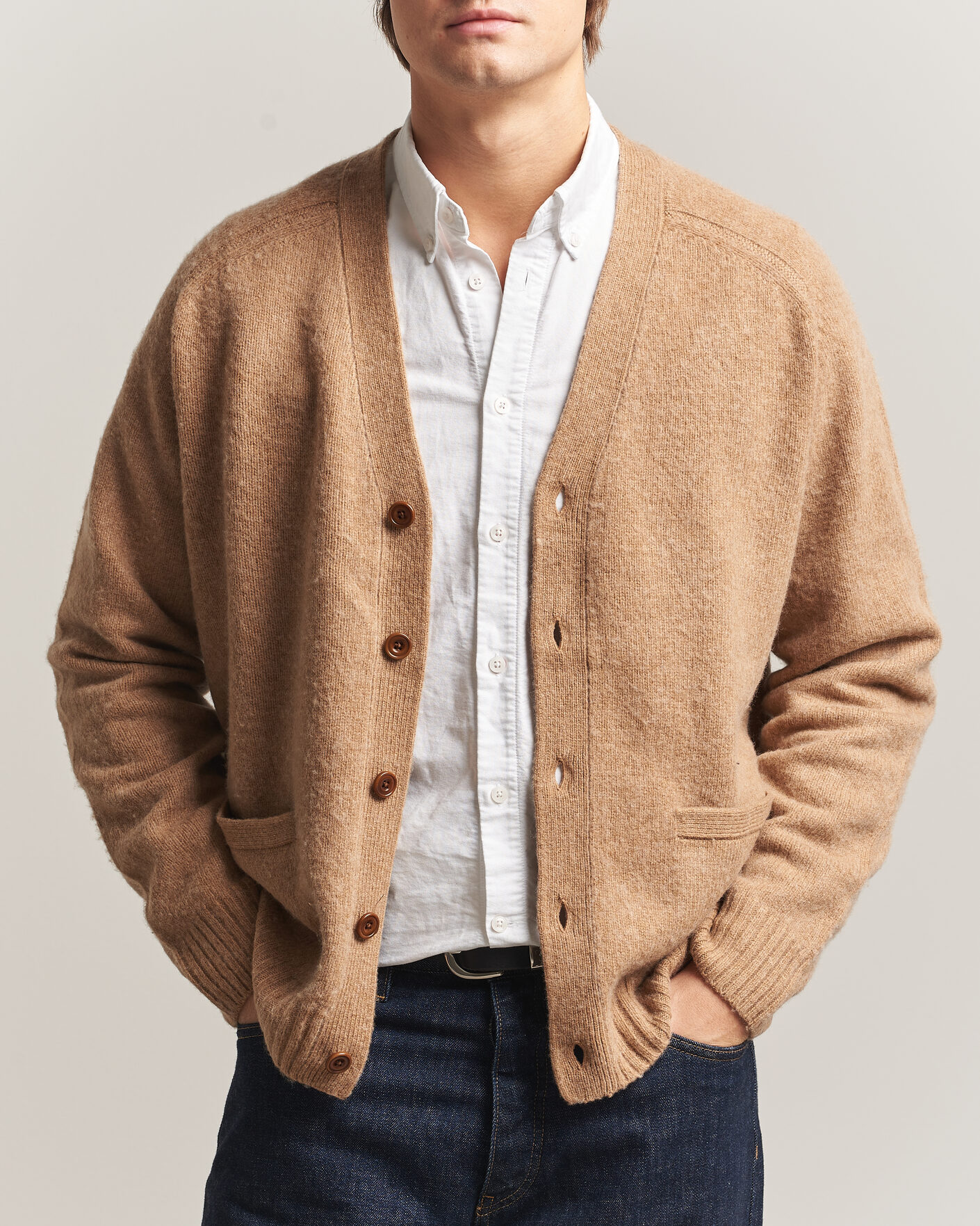 Heren | Truien | Polo Ralph Lauren | Wool/Cashmere Patch Cardigan Crouton Tan Heather