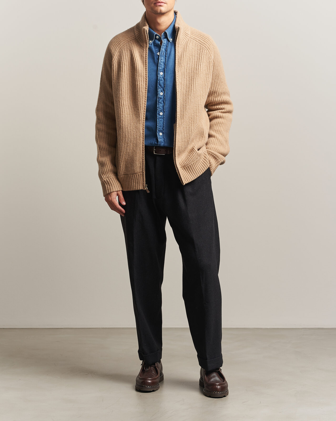 Heren | Truien | Polo Ralph Lauren | Wool/Cashmere Full-Zip Camel Melange