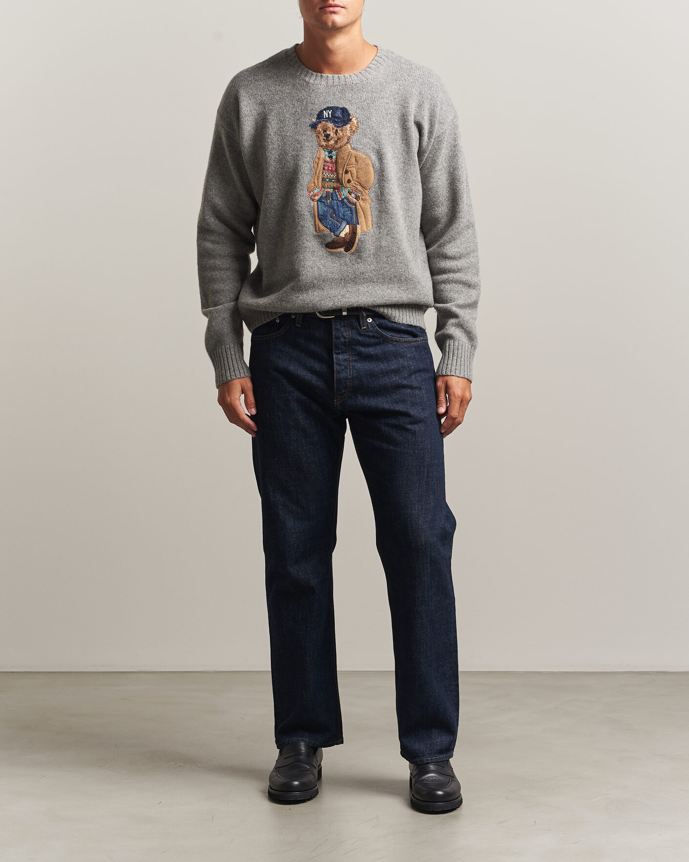 Heren | Truien | Polo Ralph Lauren | Wool Blend Bear Sweater Grey Combo