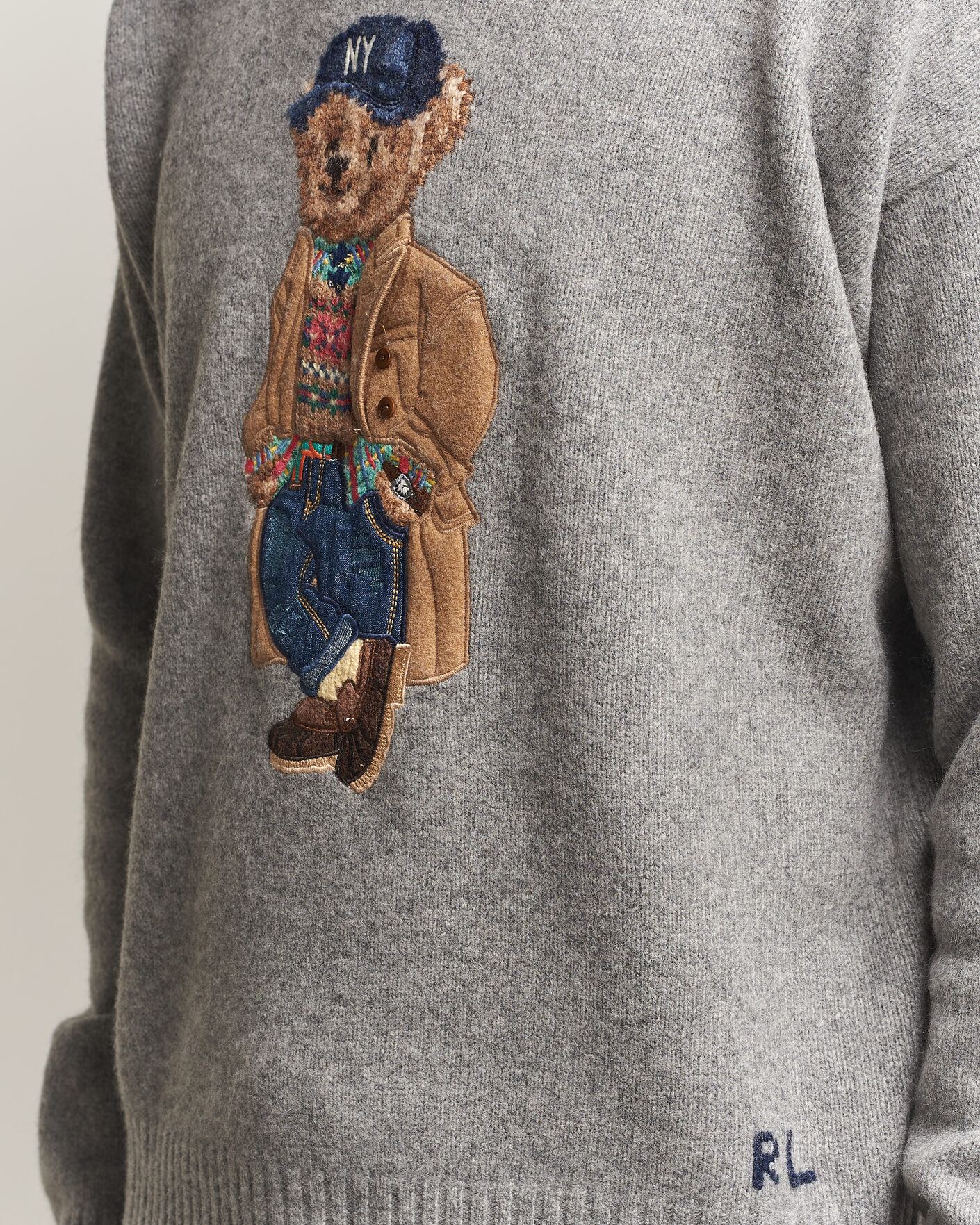 Heren | Truien | Polo Ralph Lauren | Wool Blend Bear Sweater Grey Combo