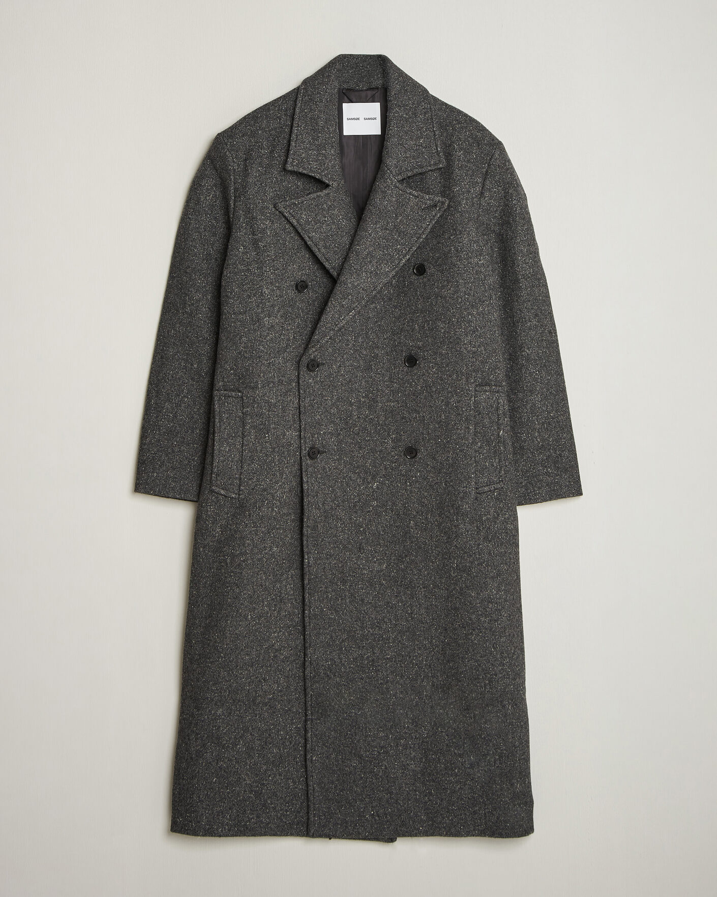 Heren | Jassen | Samsøe Samsøe | Vince Wool Double Breasted Coat Dark Grey Melange