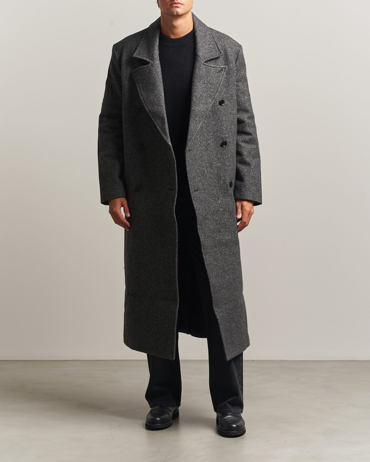 Heren | Jassen | Samsøe Samsøe | Vince Wool Double Breasted Coat Dark Grey Melange