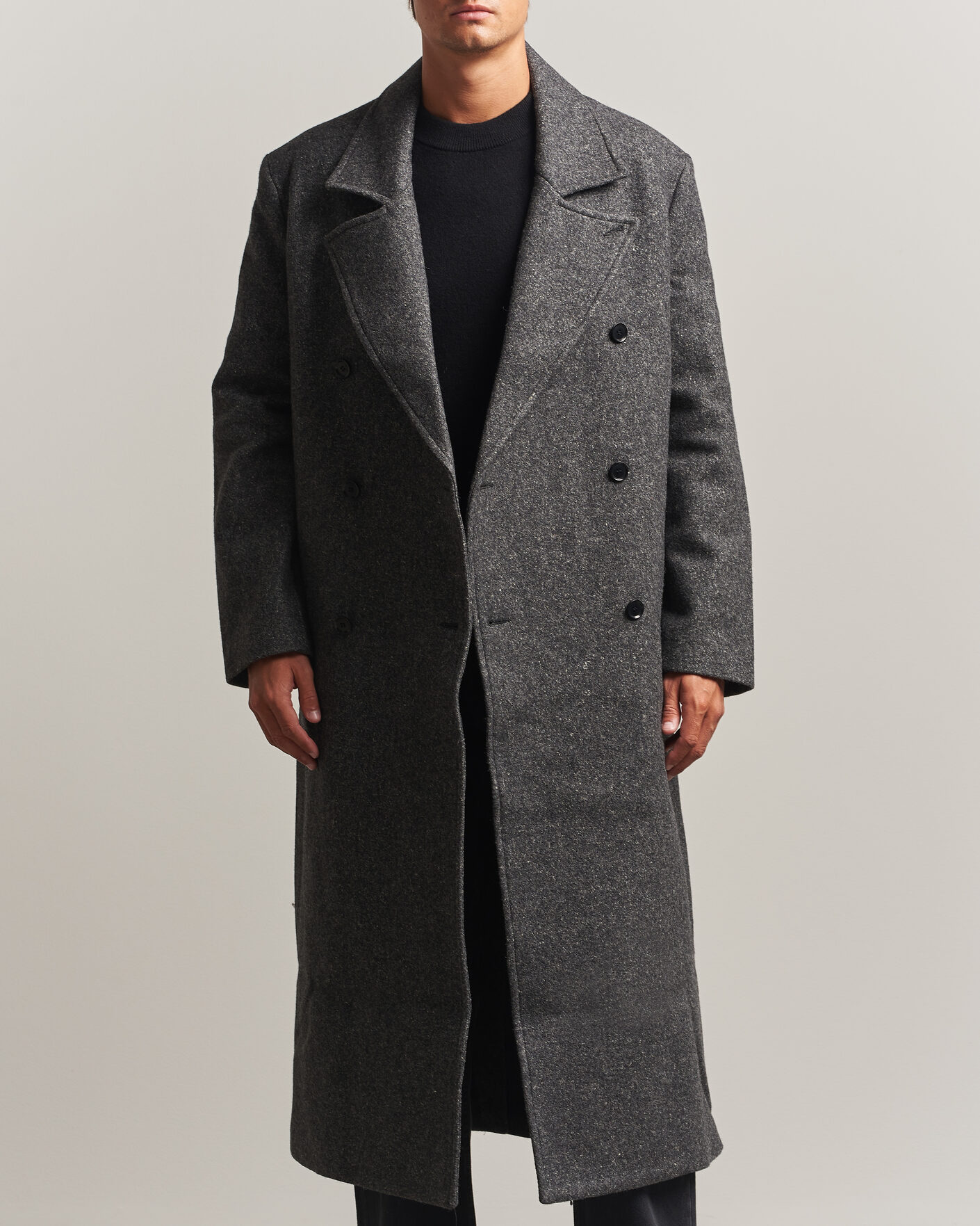 Heren | Jassen | Samsøe Samsøe | Vince Wool Double Breasted Coat Dark Grey Melange
