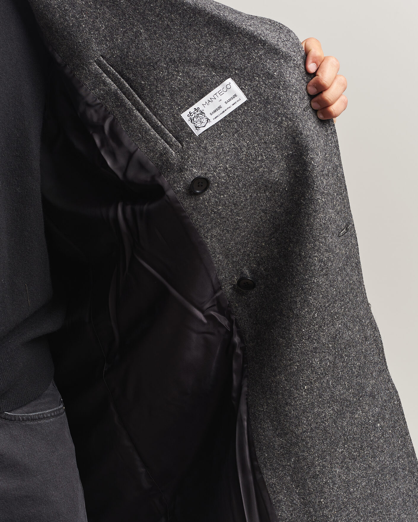 Heren | Jassen | Samsøe Samsøe | Vince Wool Double Breasted Coat Dark Grey Melange