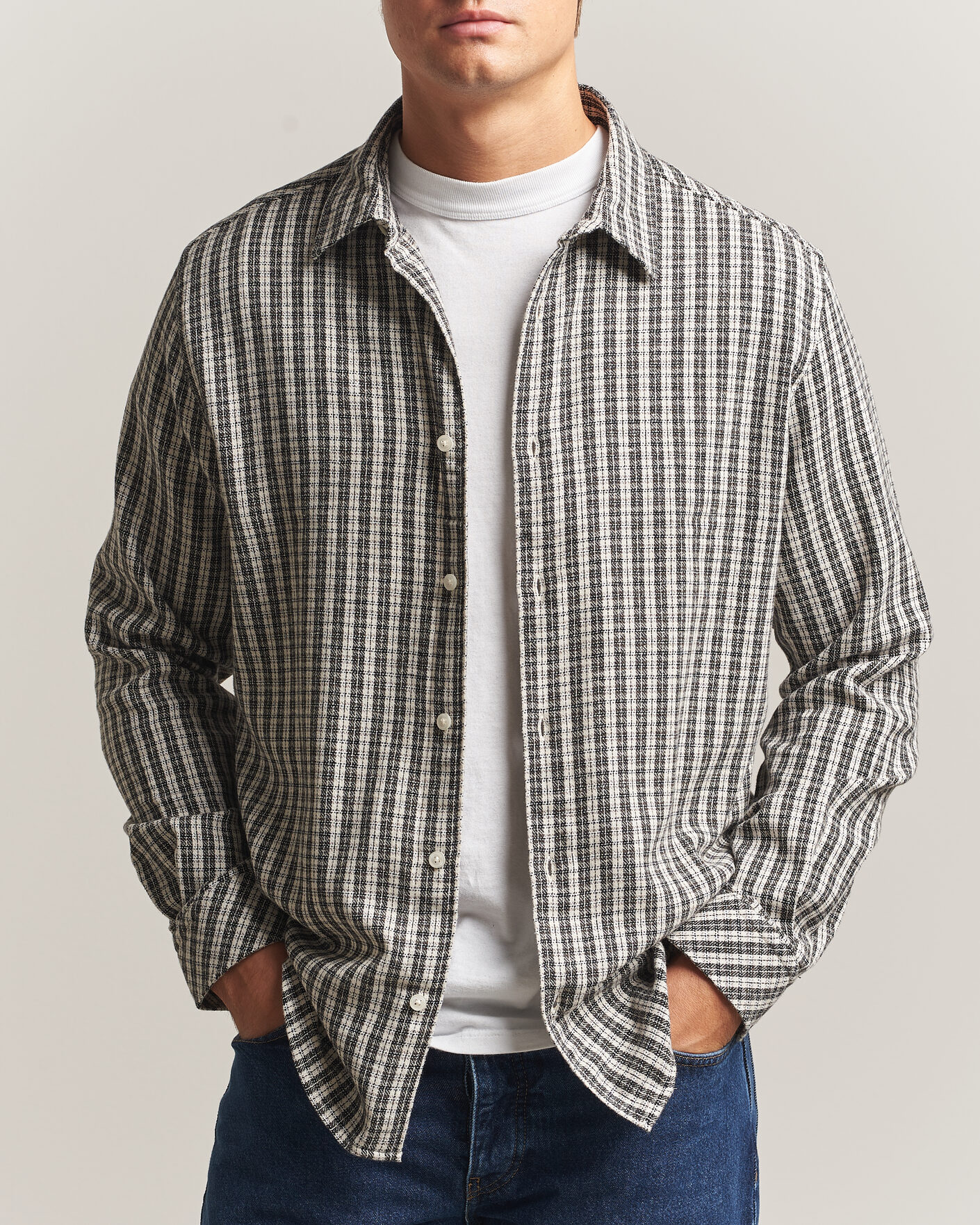 Heren | Overhemden | Samsøe Samsøe | Ryan Brushed Cotton Checked Shirt Brown