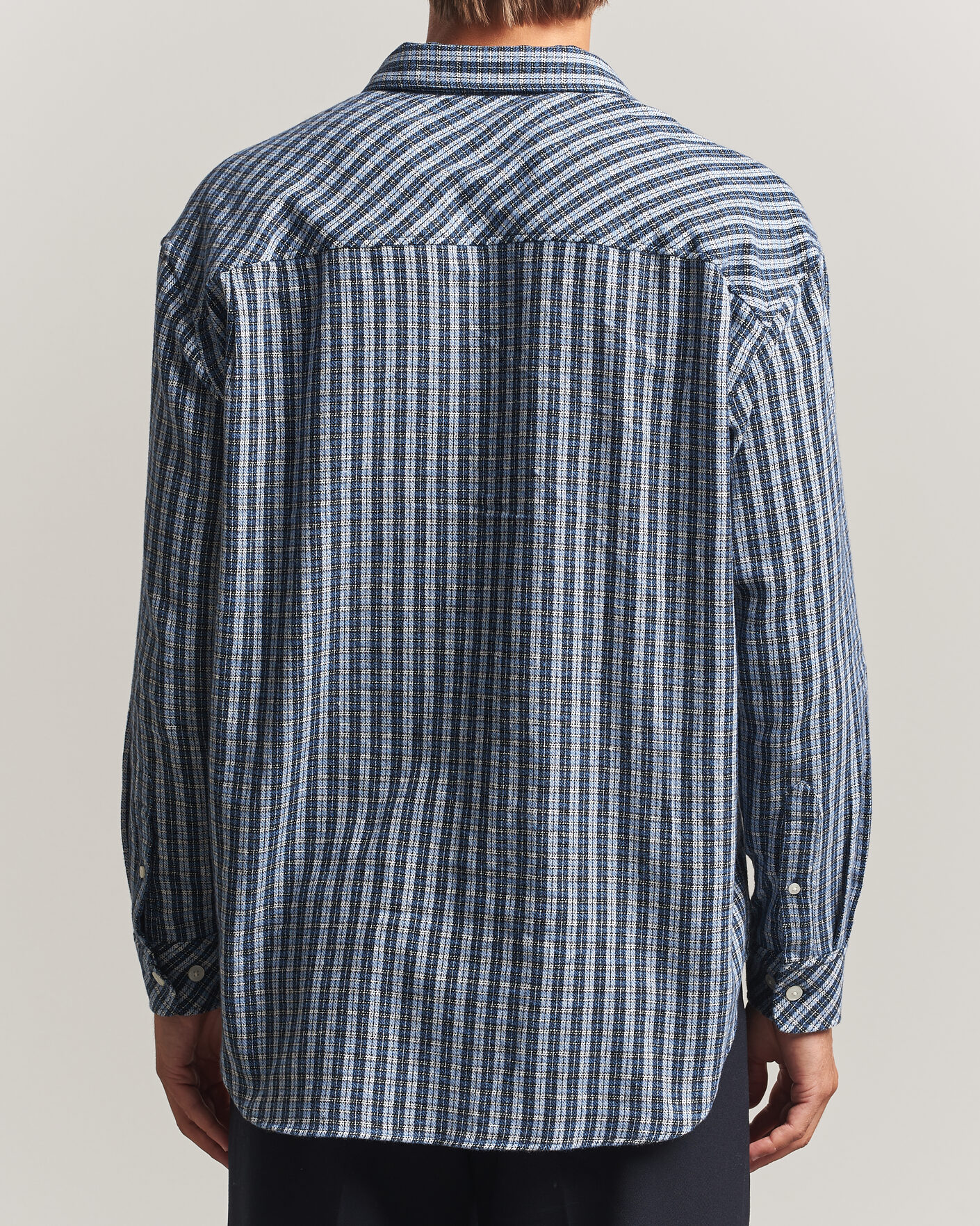 Heren | Overhemden | Samsøe Samsøe | Luan Brushed Cotton Checked Shirt Cyaneus