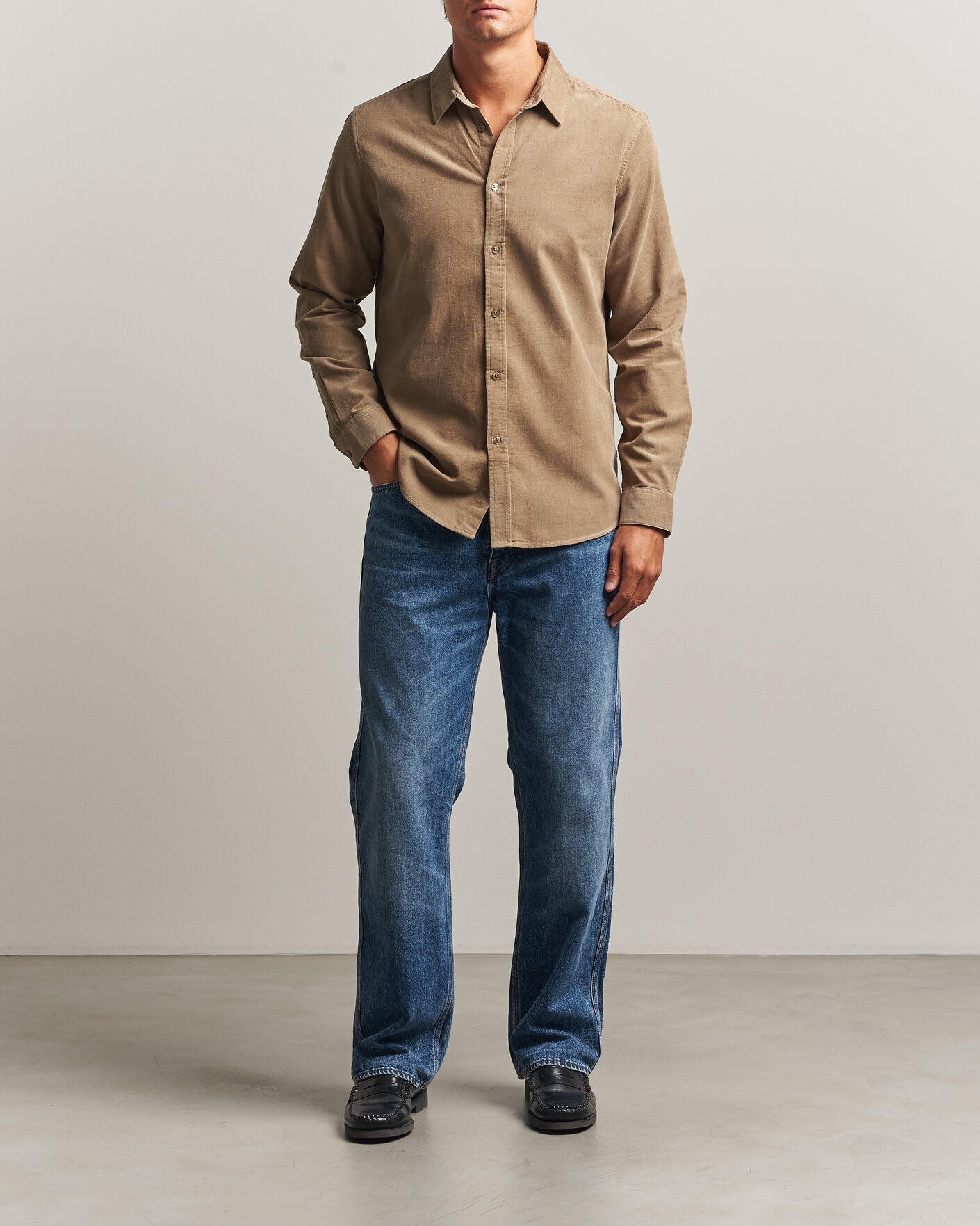 Heren | Overhemden | Samsøe Samsøe | Liam Baby Cord Shirt Lead Gray