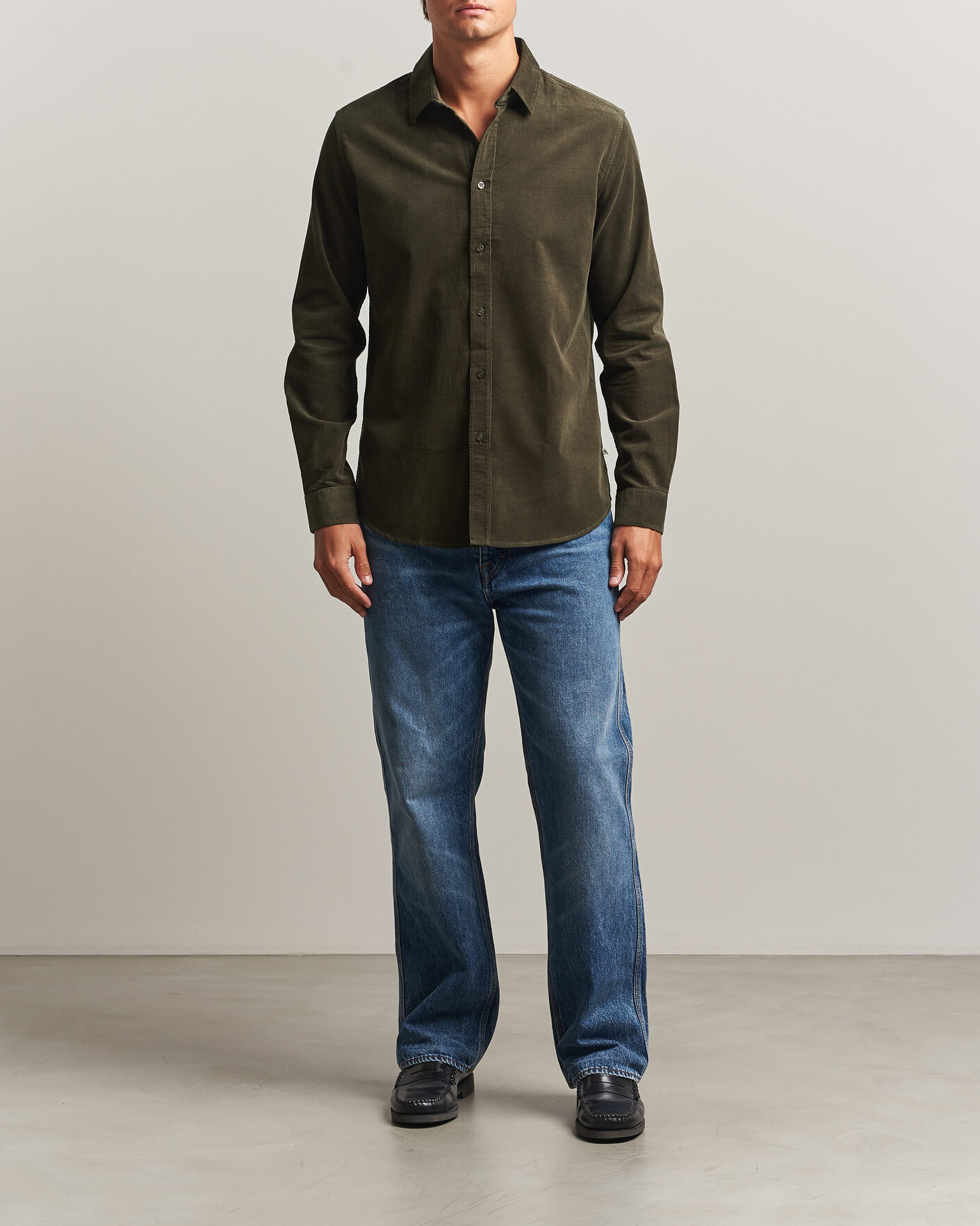 Heren | Overhemden | Samsøe Samsøe | Liam Baby Cord Shirt Forest Night