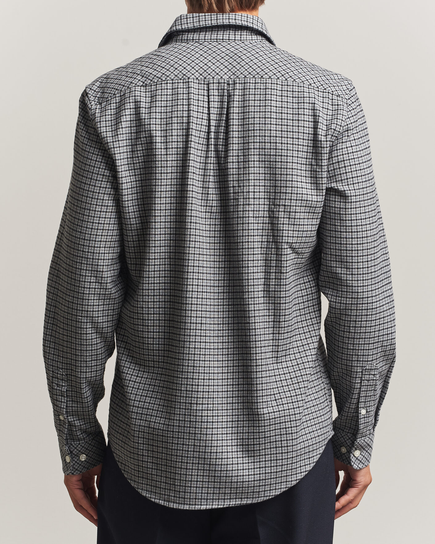 Heren | Overhemden | Samsøe Samsøe | Liam Brushed Cotton Checked Shirt Grey Melange