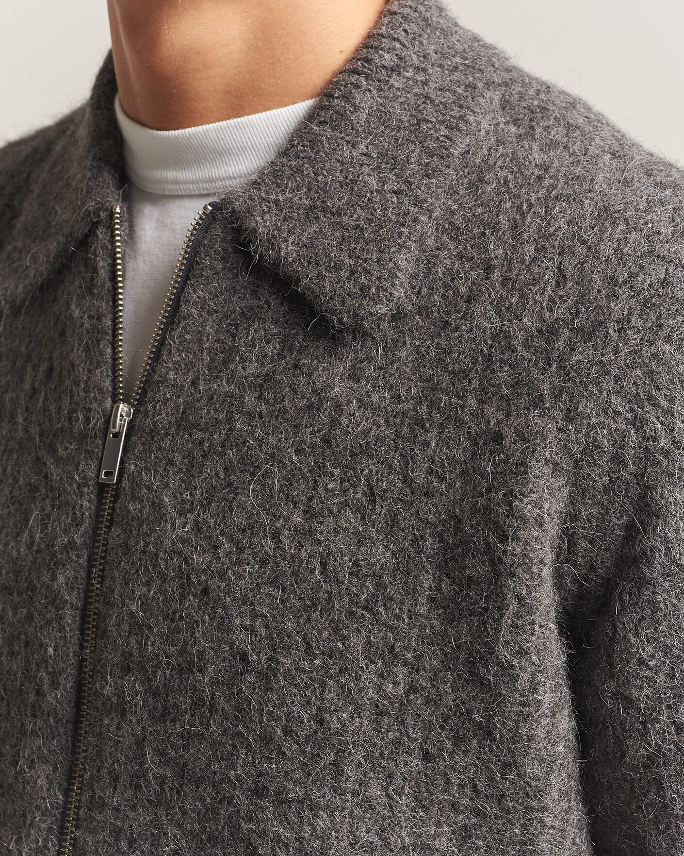 Heren | Truien | Samsøe Samsøe | Job Alpaca Knitted Full Zip Dark Grey Melange