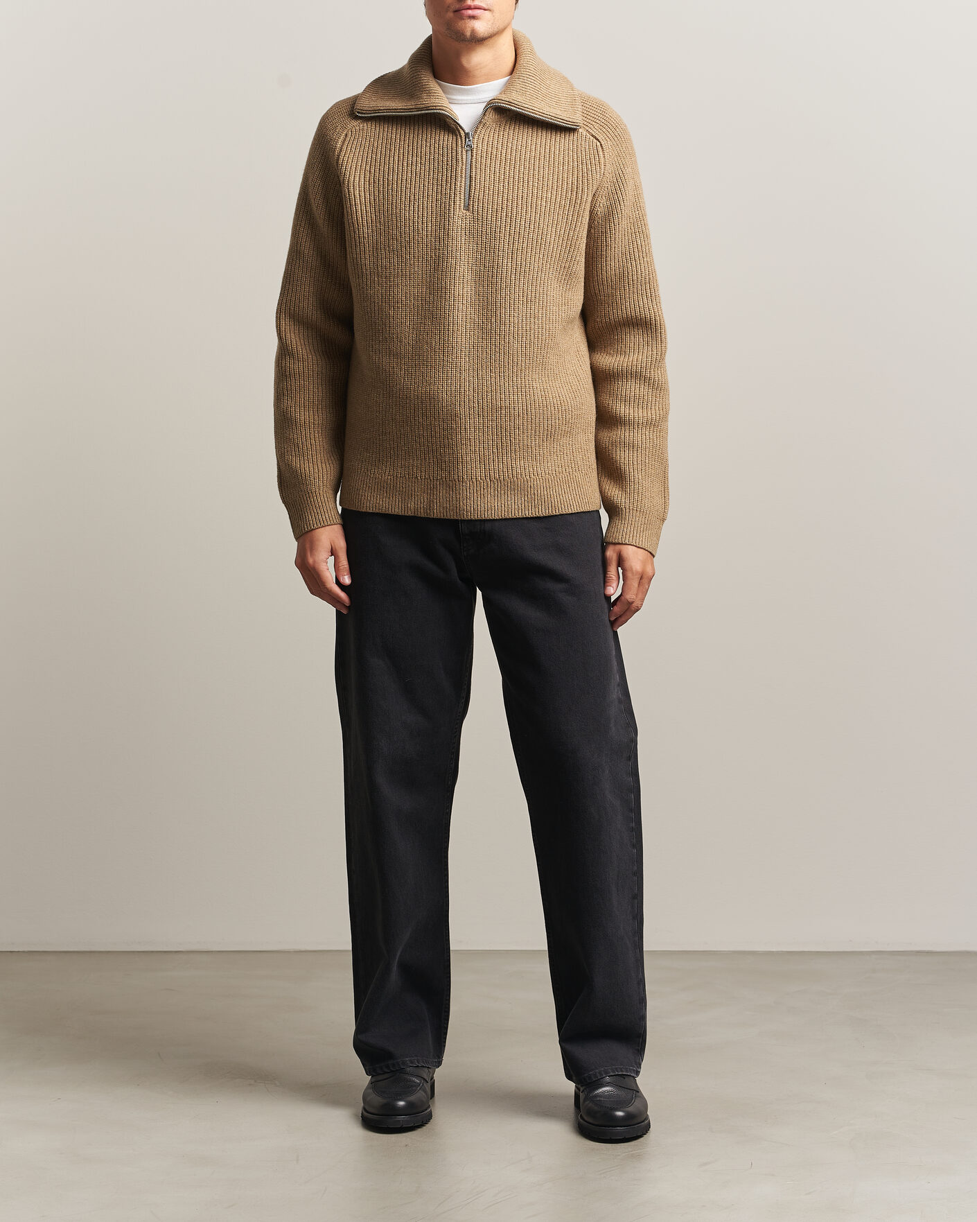 Heren | Truien | Samsøe Samsøe | Rick Wool Heavy Knitted Half Zip Lead Gray