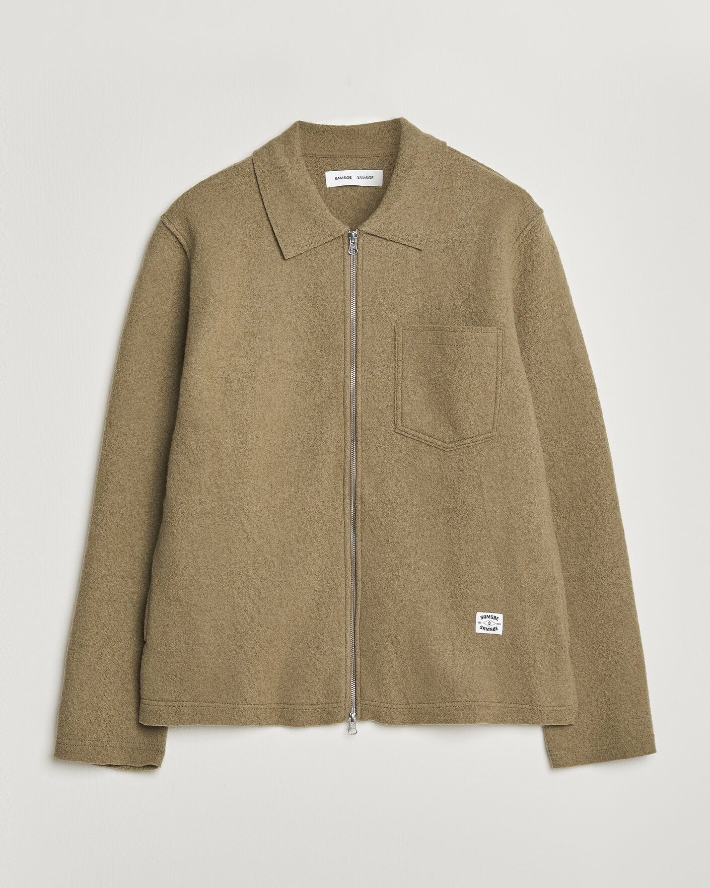 Heren | Truien | Samsøe Samsøe | Hannes Boiled Wool Full Zip Lead Gray