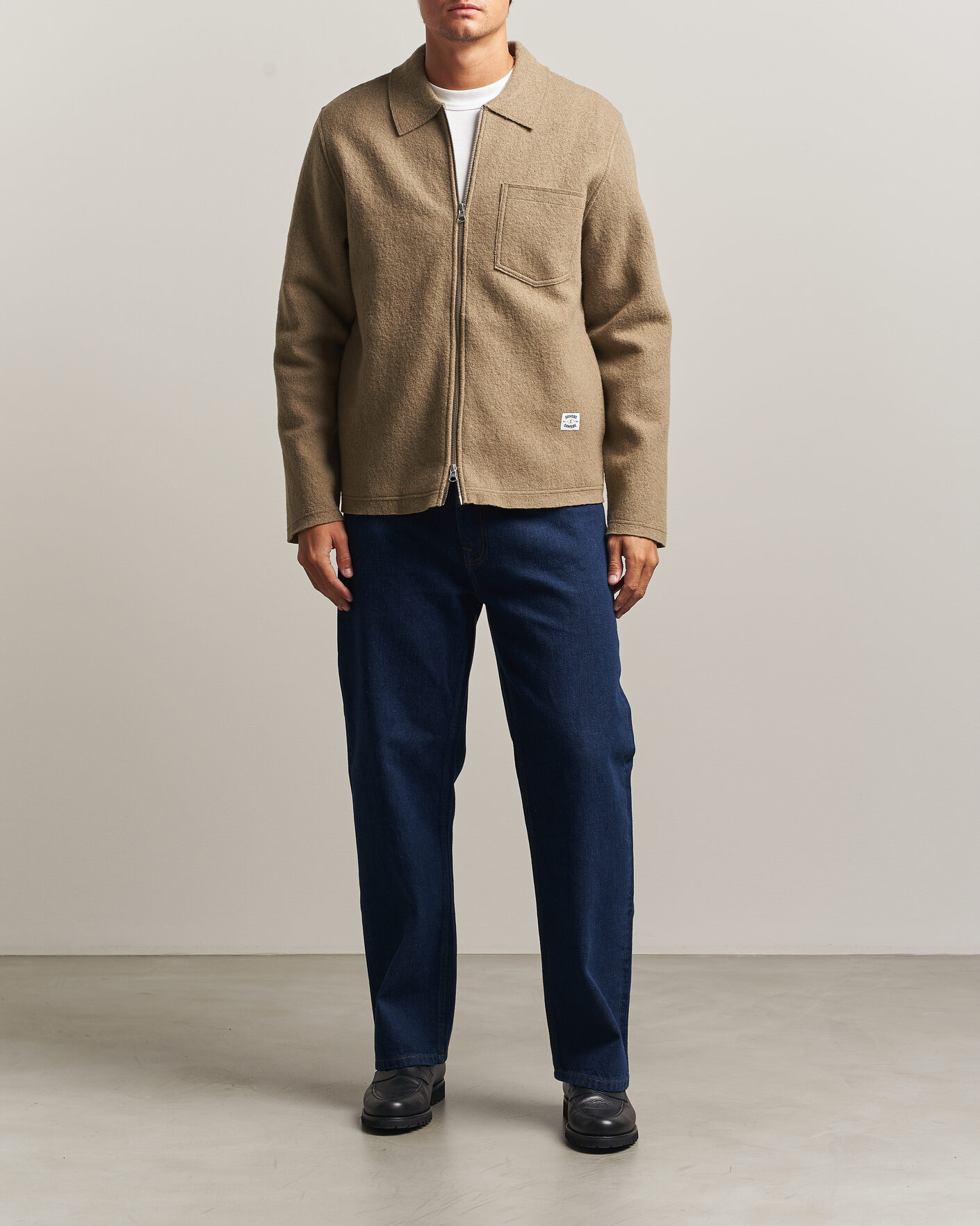 Heren | Truien | Samsøe Samsøe | Hannes Boiled Wool Full Zip Lead Gray
