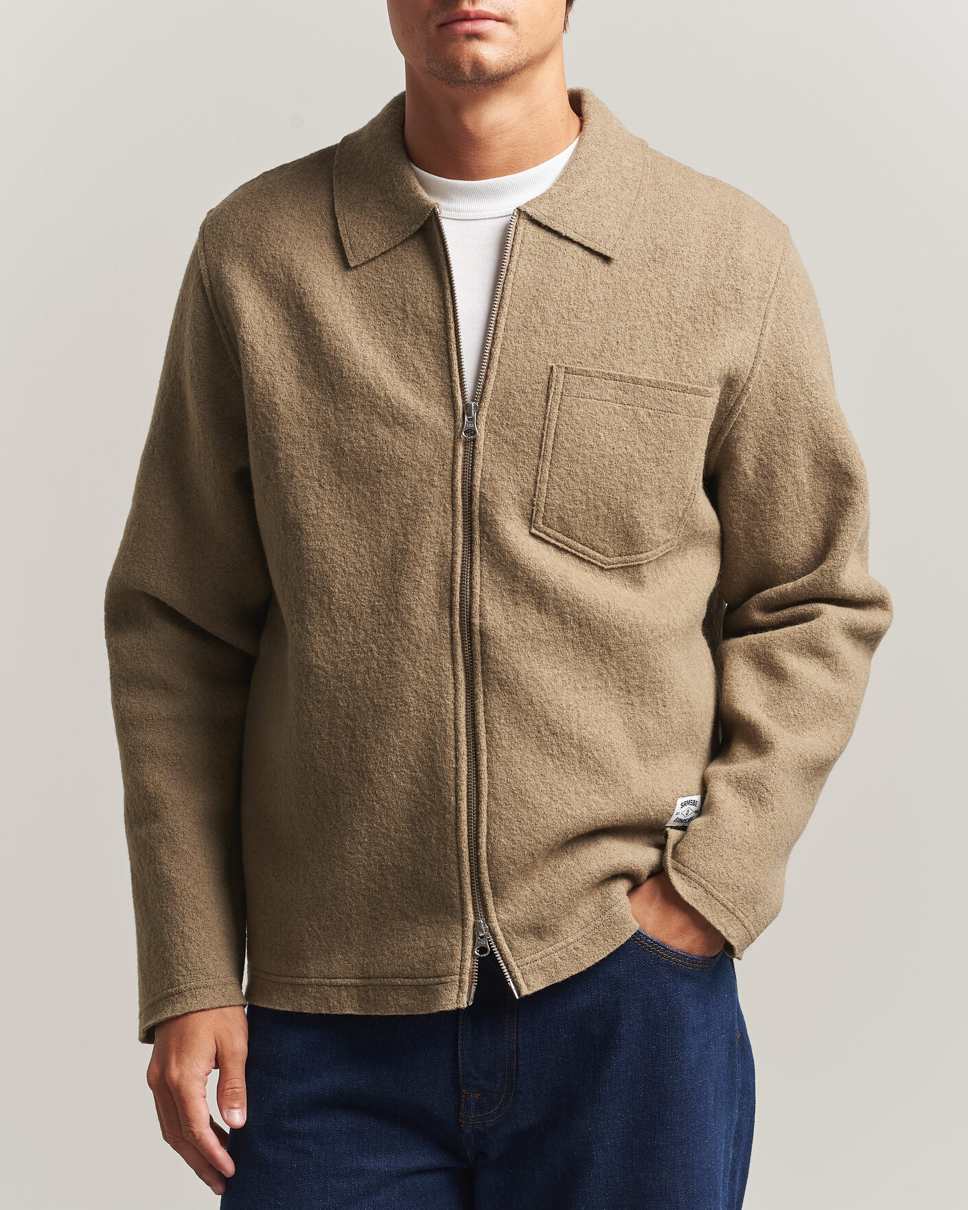Heren | Truien | Samsøe Samsøe | Hannes Boiled Wool Full Zip Lead Gray
