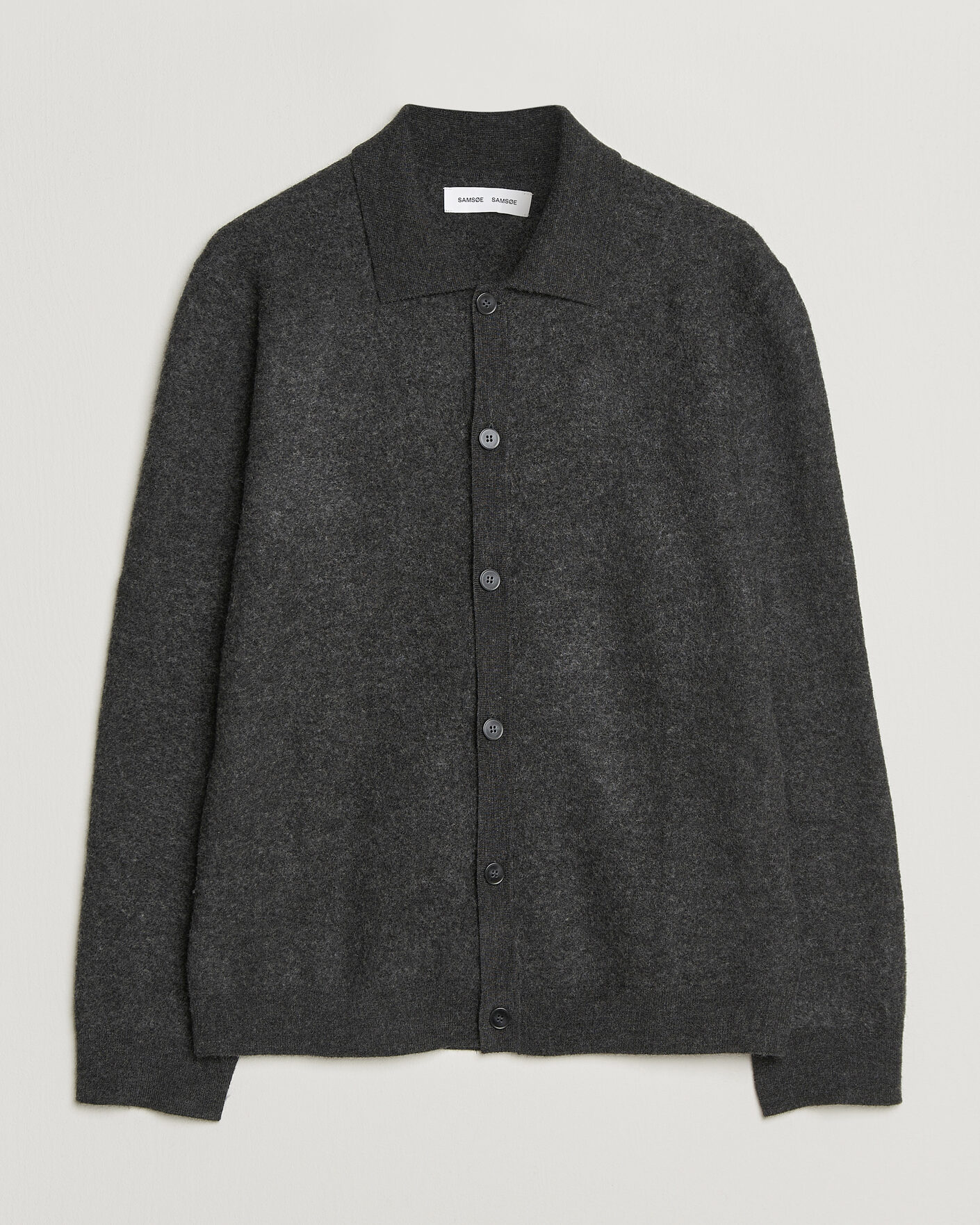 Heren | Truien | Samsøe Samsøe | Richard Wool Knitted Cardigan Dark Grey Melange
