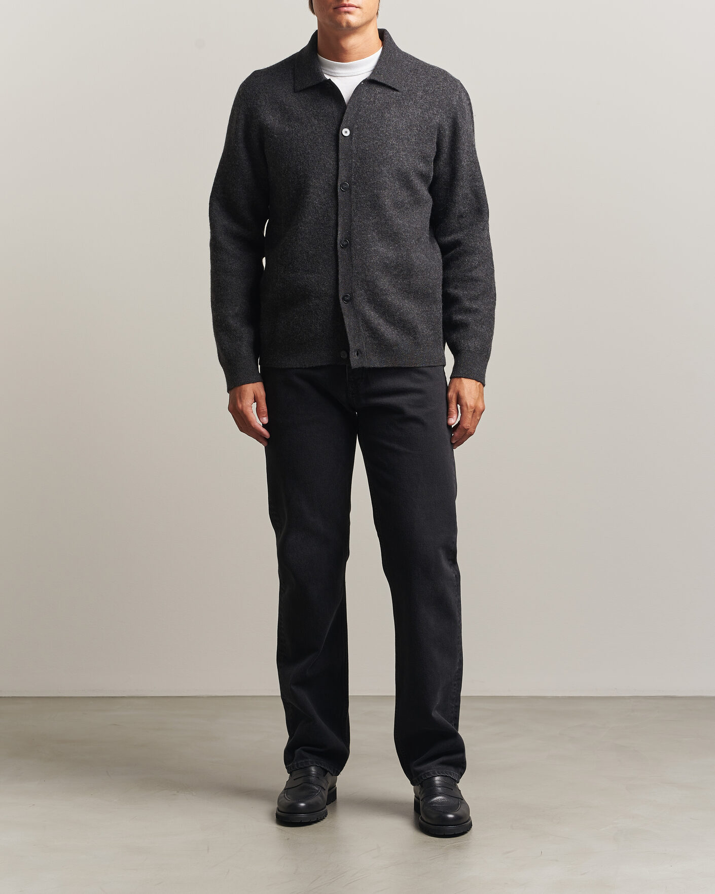 Heren | Truien | Samsøe Samsøe | Richard Wool Knitted Cardigan Dark Grey Melange