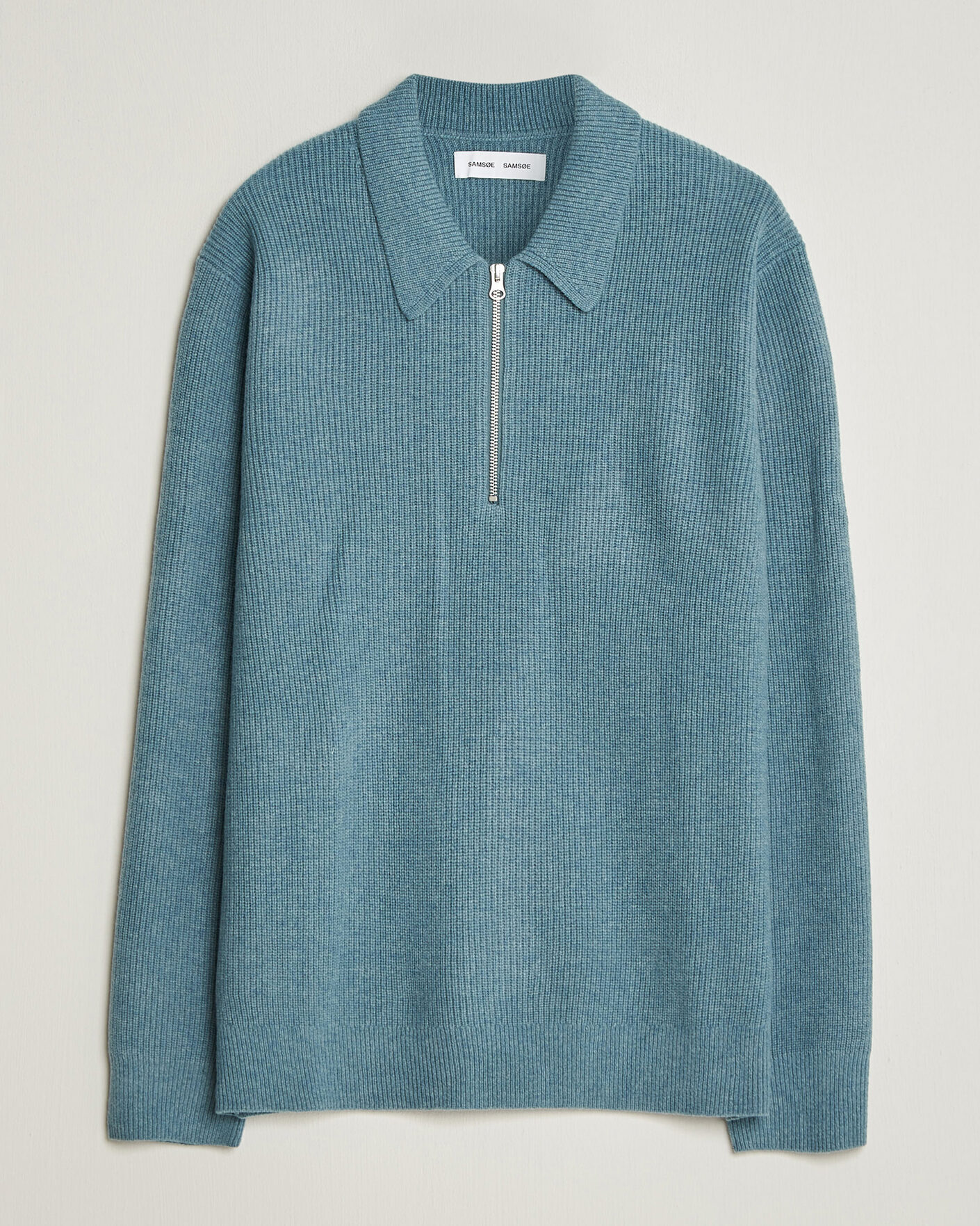 Heren | Truien | Samsøe Samsøe | Isak Knitted Half Zip Polo Stormy Sea