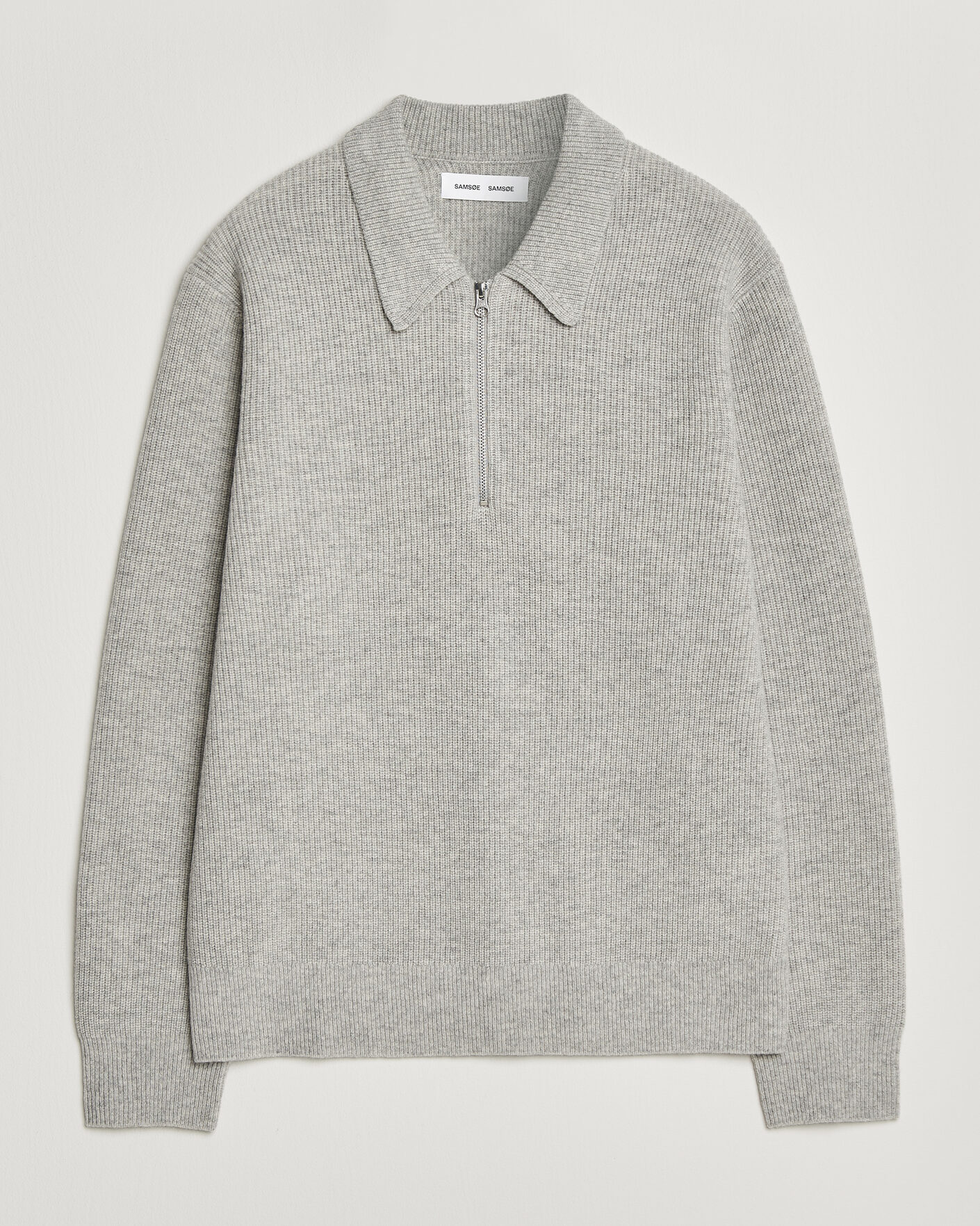 Heren | Truien | Samsøe Samsøe | Isak Knitted Half Zip Polo Grey Melange