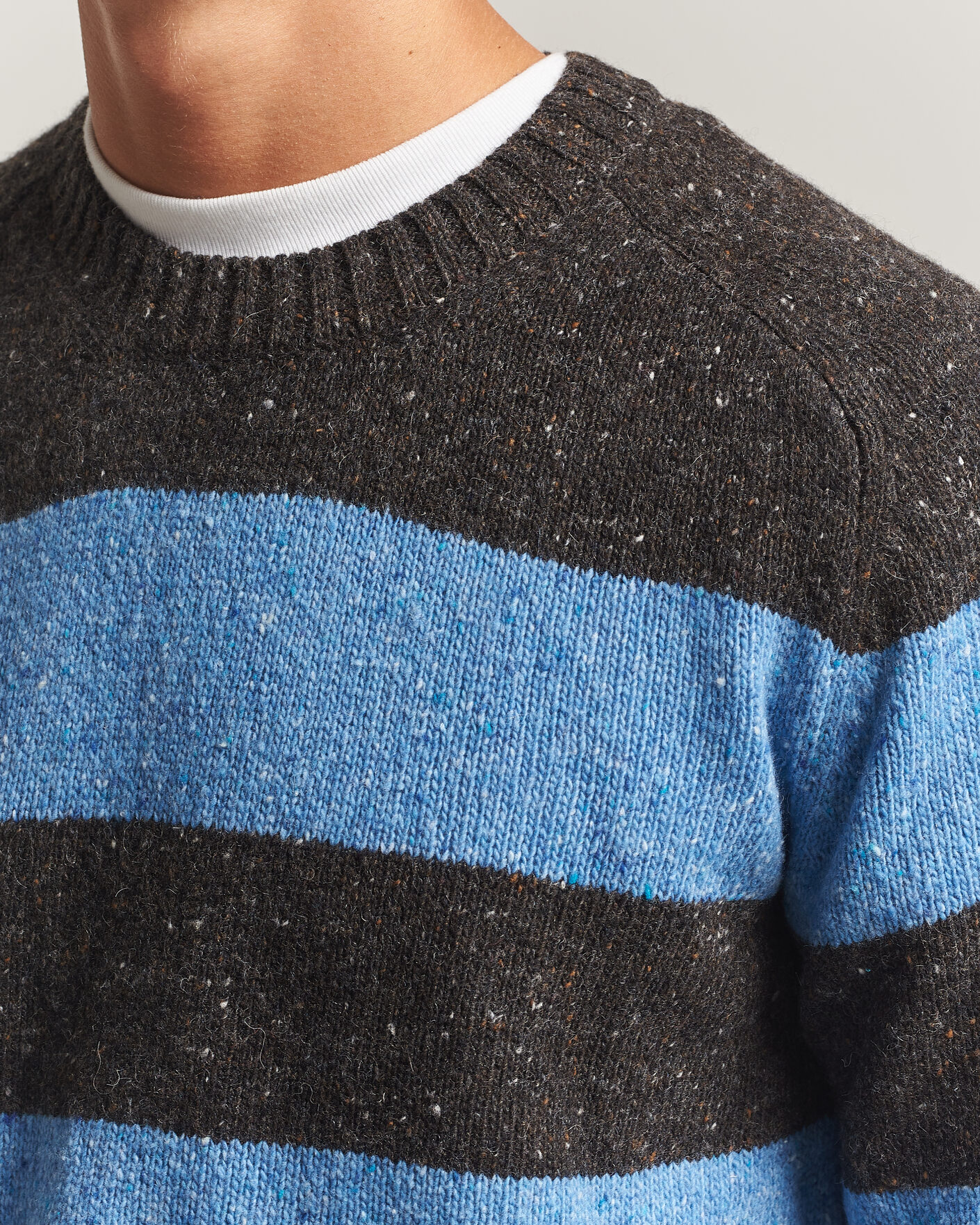 Heren | Truien | Samsøe Samsøe | Nate Donegal Wool Knitted Striped Sweater Brown/Blue