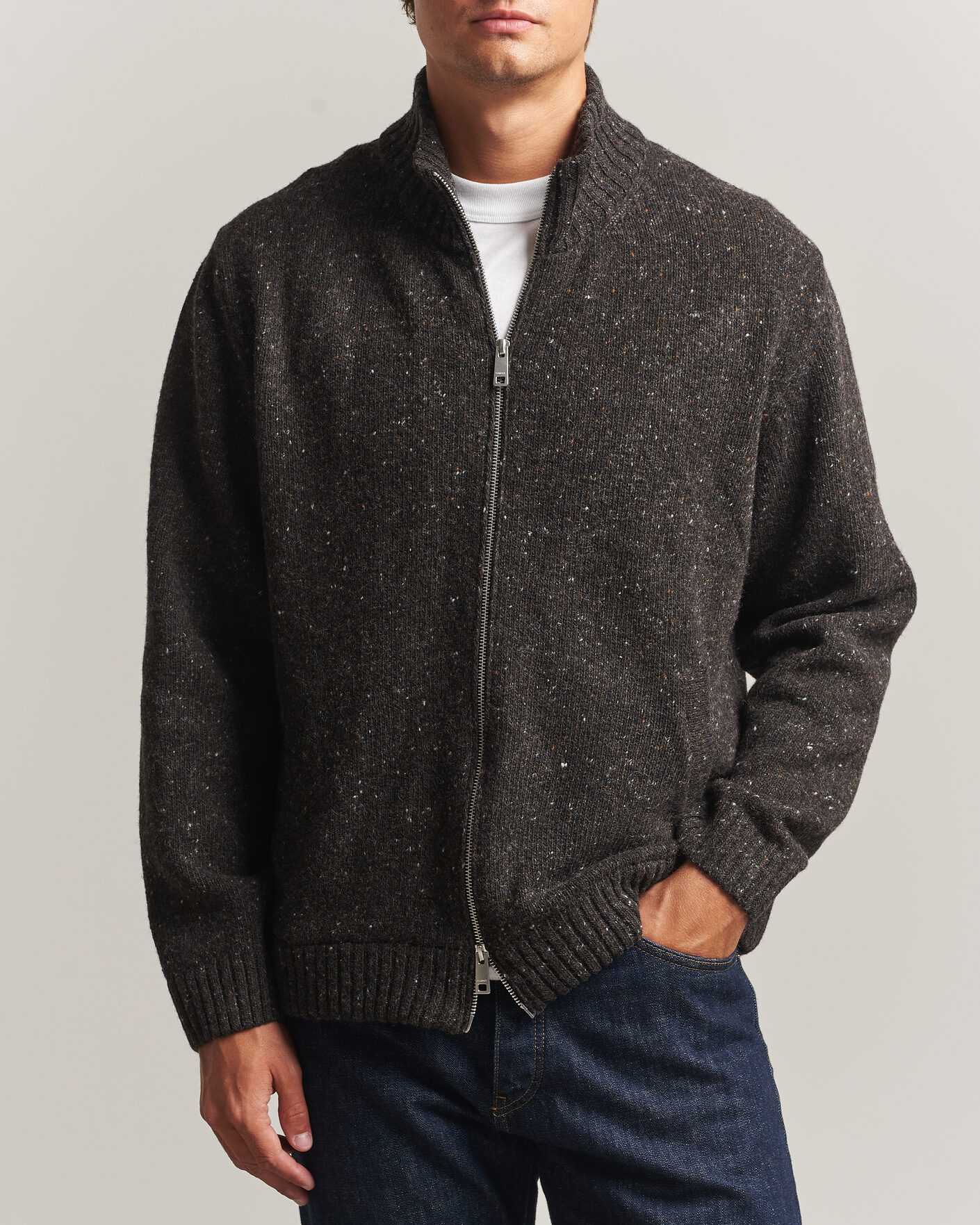 Heren | Truien | Samsøe Samsøe | Nate Donegal Wool Knitted Full Zip Delicioso