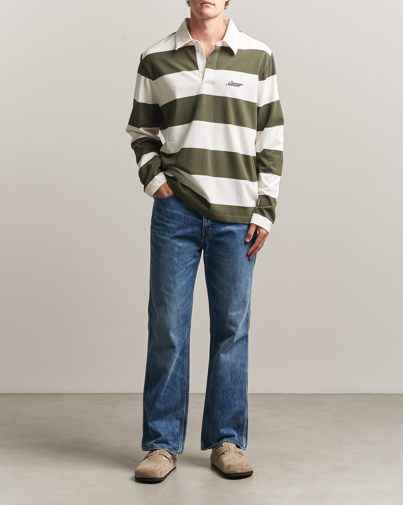 Heren | Truien | Samsøe Samsøe | Kevin Barstriped Rugger Forest Night/White