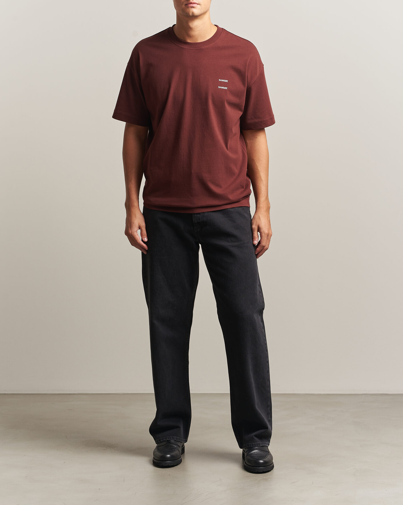 Heren | T-shirts | Samsøe Samsøe | Joel Organic Cotton T-Shirt Bitter Chocolate