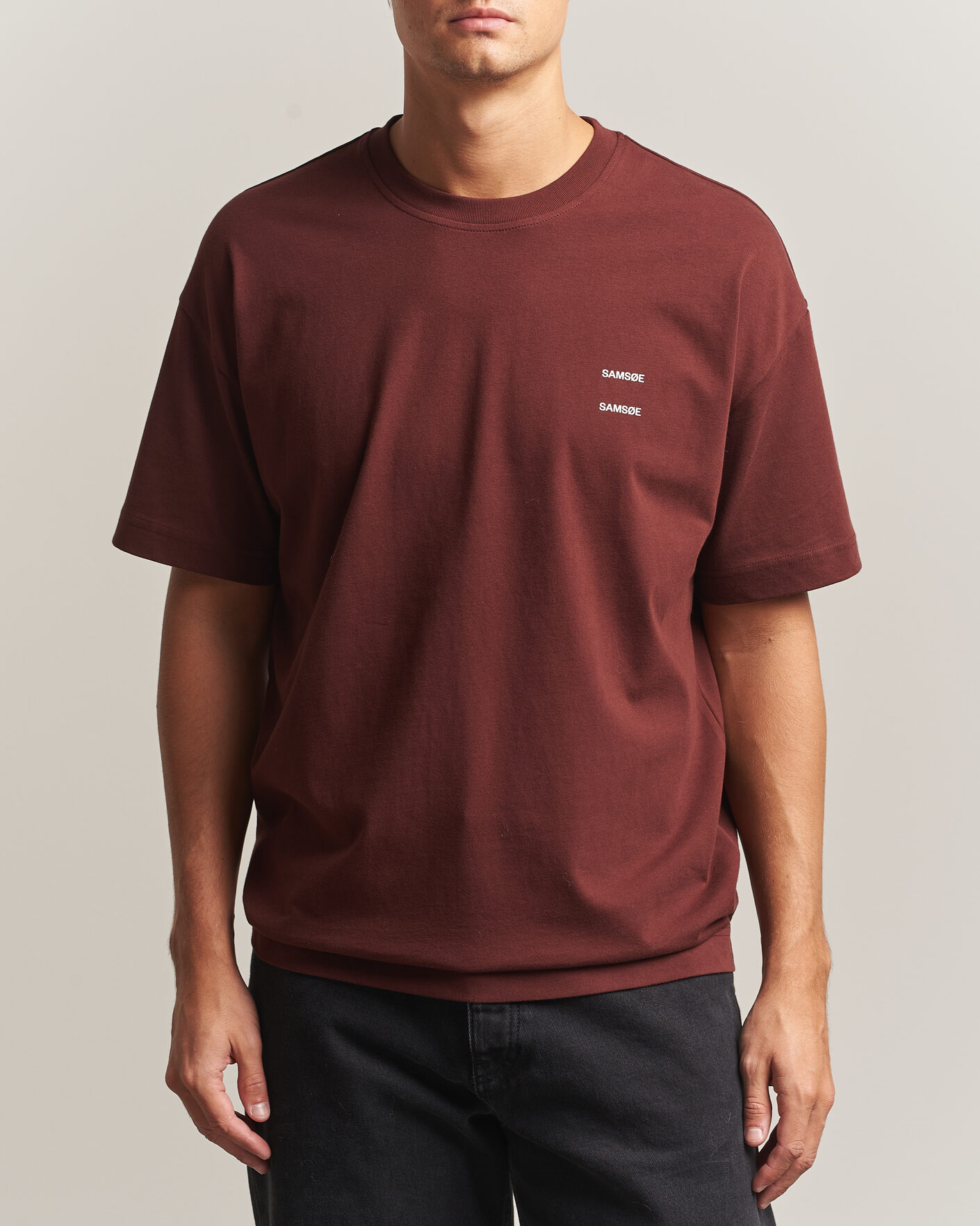 Heren | T-shirts | Samsøe Samsøe | Joel Organic Cotton T-Shirt Bitter Chocolate