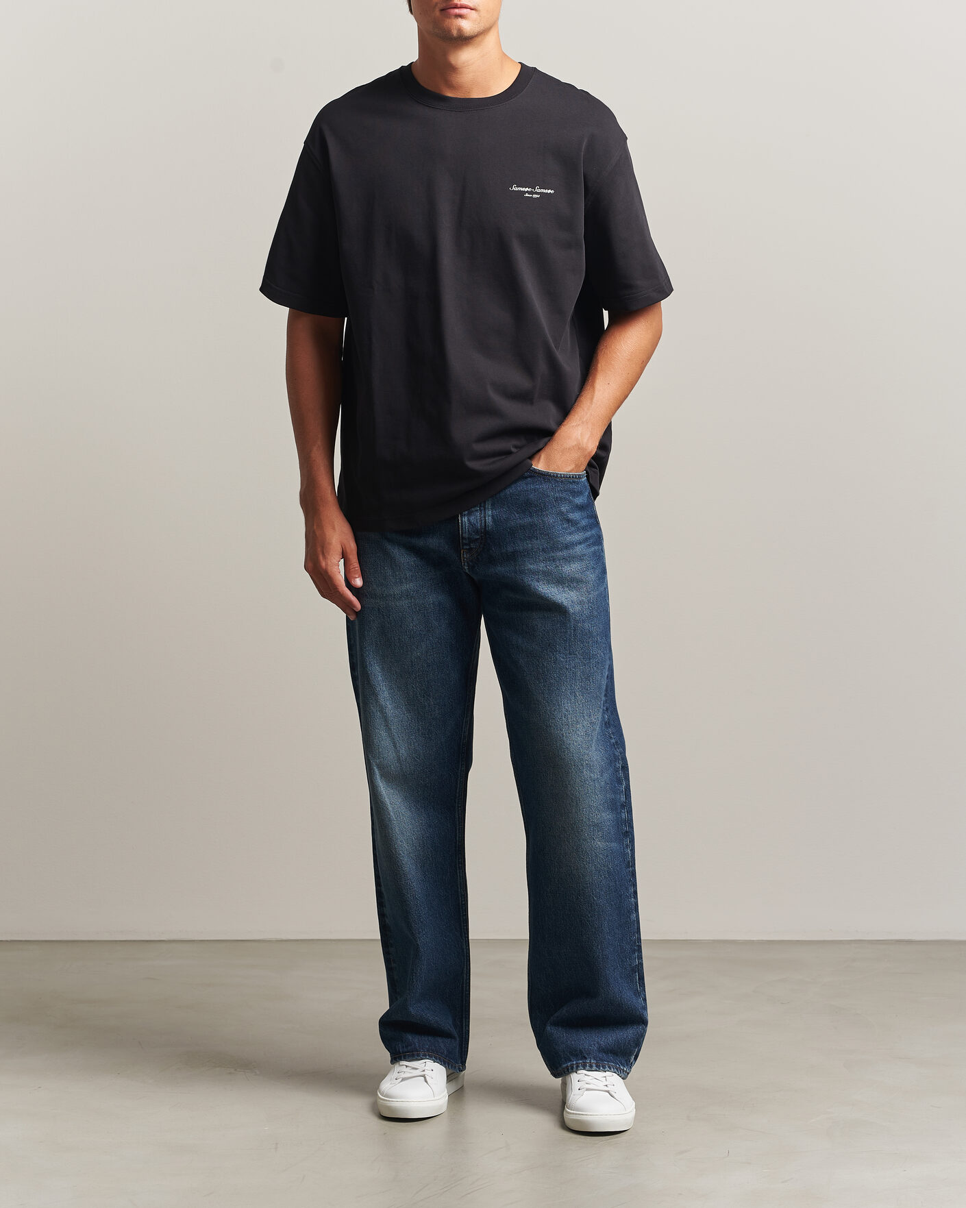 Heren | T-shirts | Samsøe Samsøe | Uni Printed Crew Neck T-Shirt Black Building