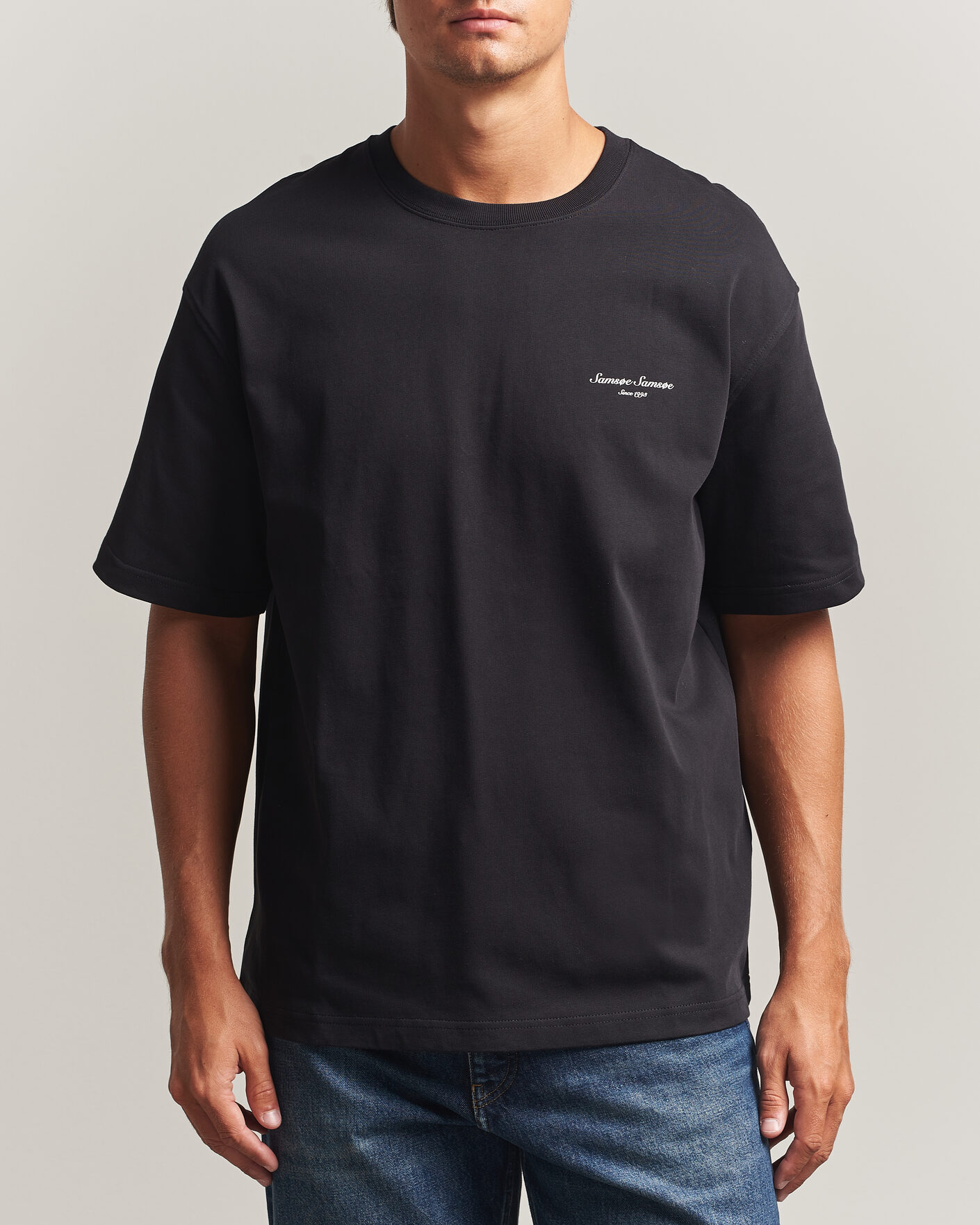 Heren | T-shirts | Samsøe Samsøe | Uni Printed Crew Neck T-Shirt Black Building