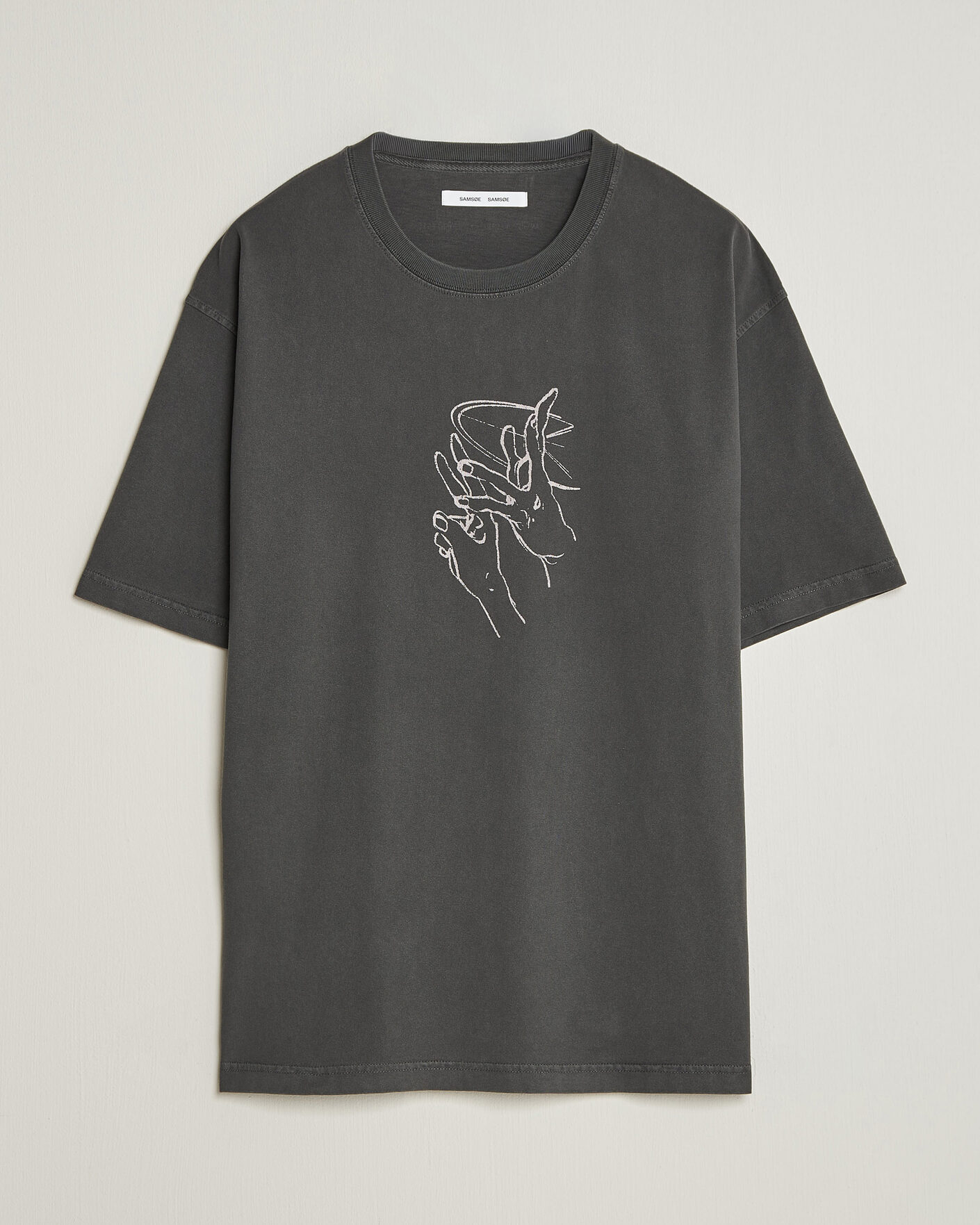 Heren | T-shirts | Samsøe Samsøe | Giles Printed Crew Neck T-Shirt Black Lines
