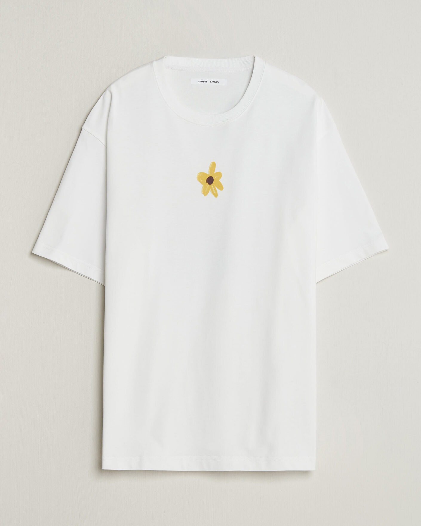 Heren | T-shirts | Samsøe Samsøe | Giles Printed Crew Neck T-Shirt White Flowers