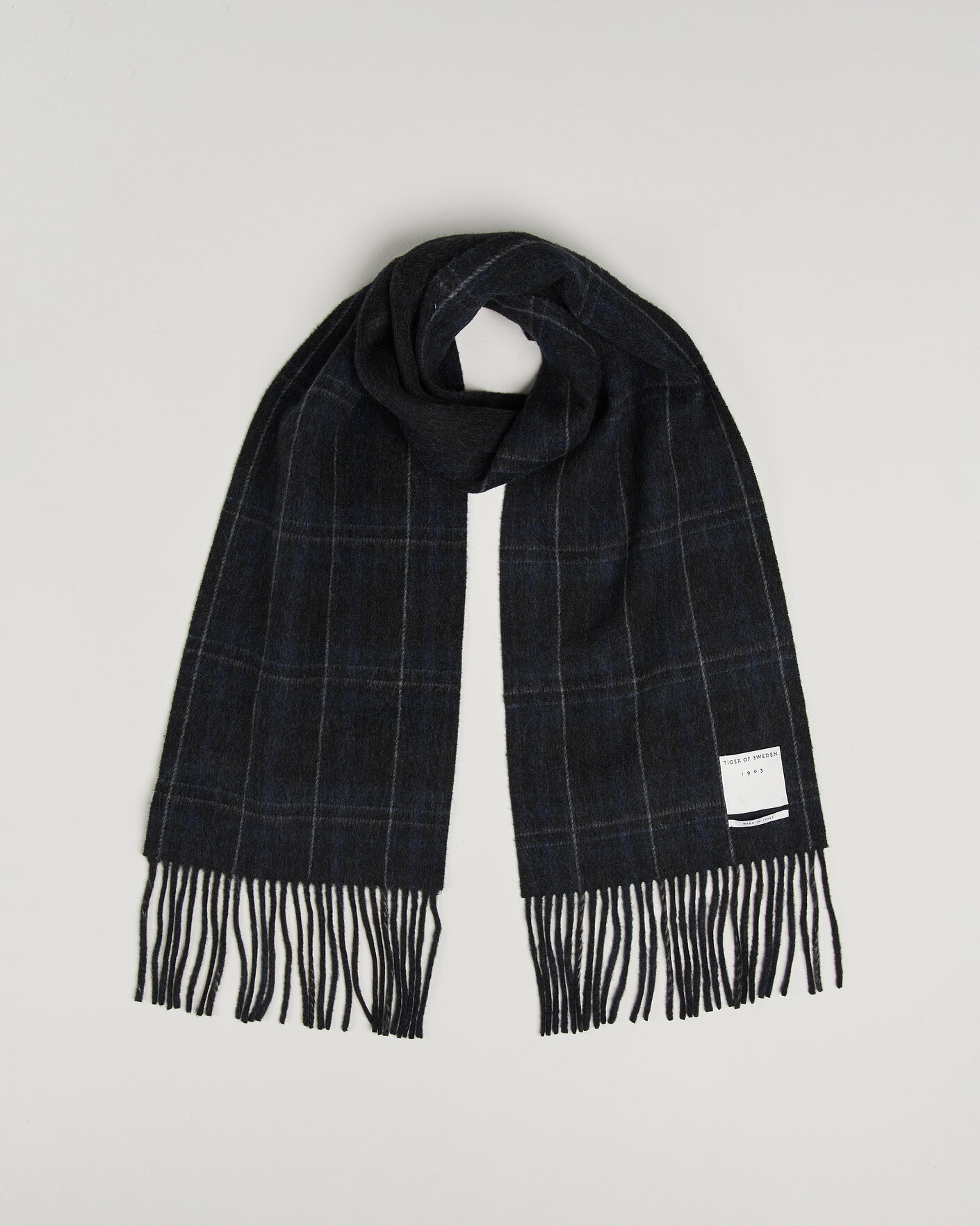 Heren | Sjaals | Tiger of Sweden | Dupli Checked Wool Scarf Light Ink