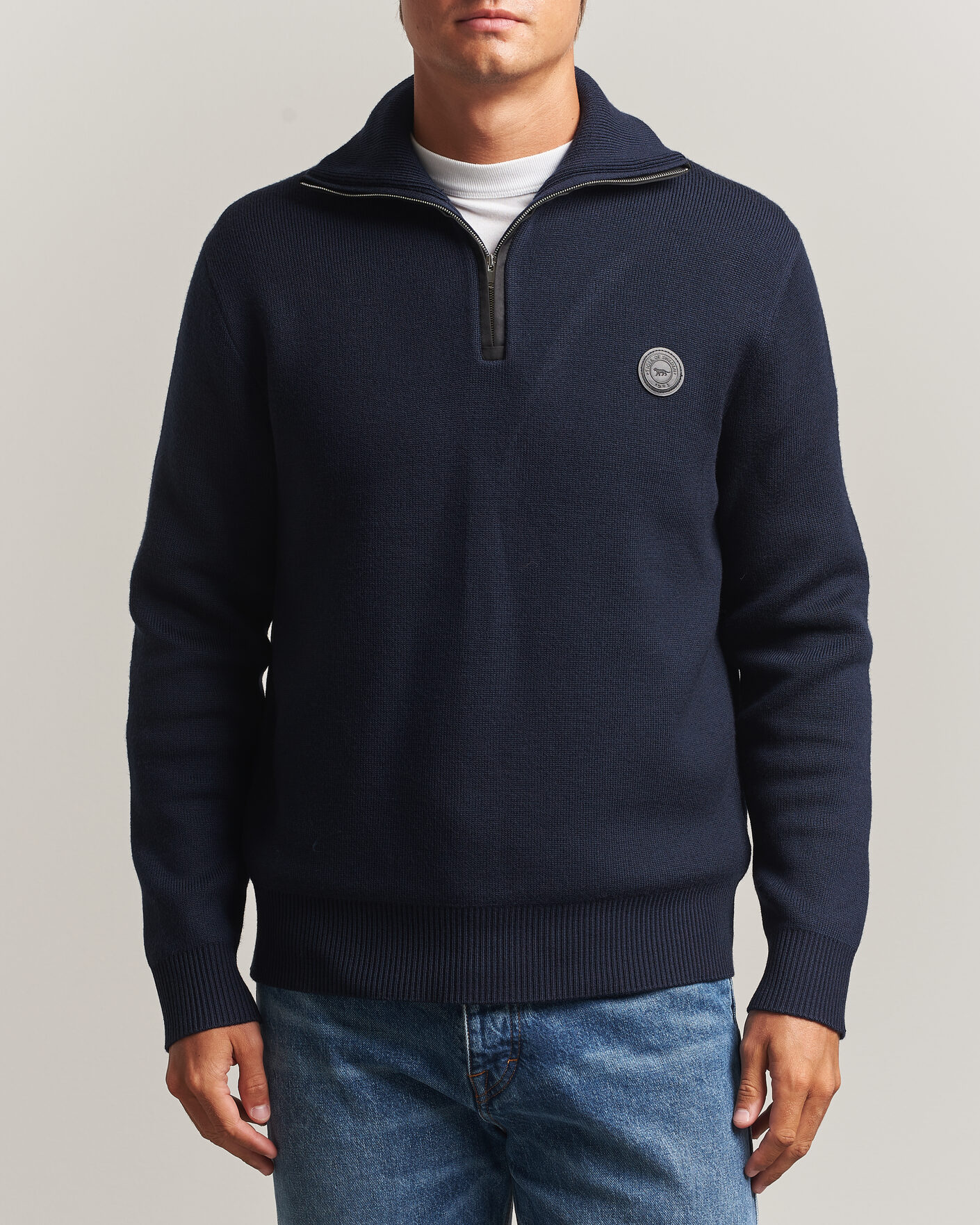 Heren | Truien | Tiger of Sweden | Hamish Wool Heavy Knitted Half Zip Night Grape