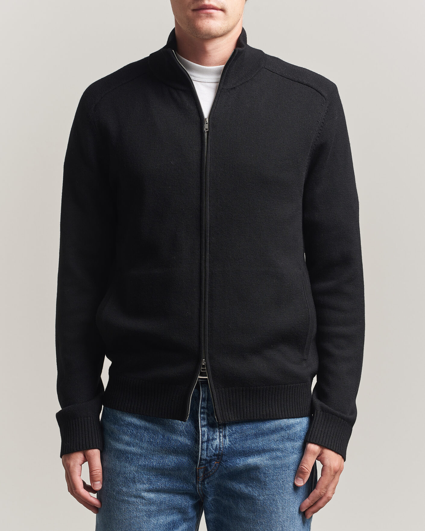 Heren | Truien | Tiger of Sweden | Cassian Wool Full Zip Black