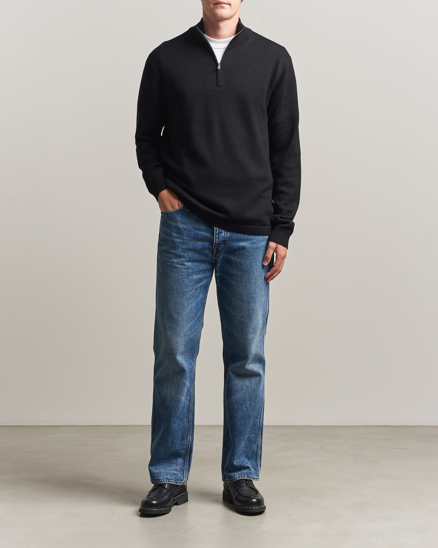 Heren | Truien | Tiger of Sweden | Travis Wool Half Zip Black