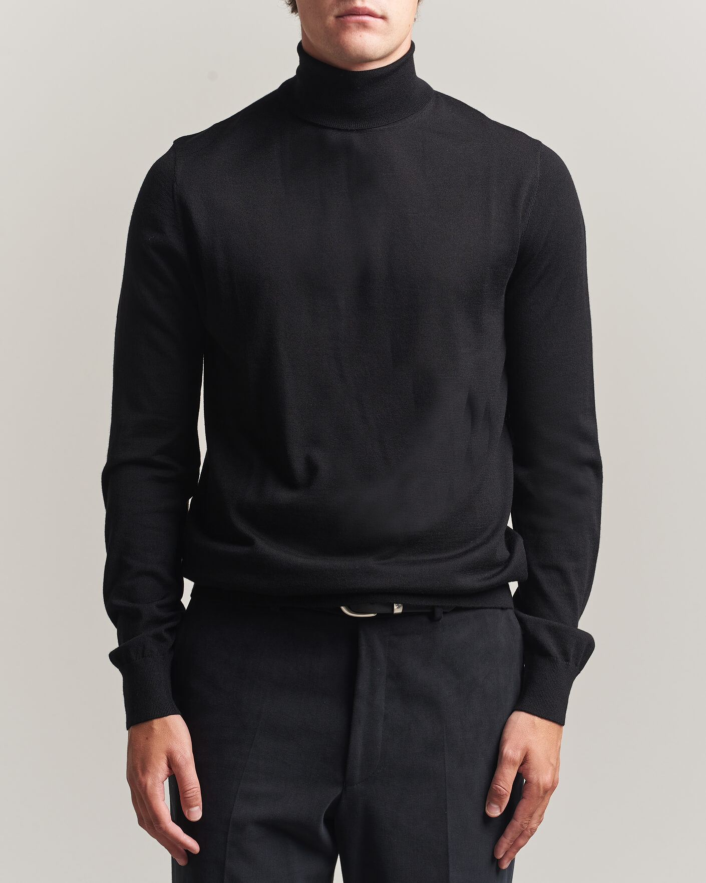 Heren | Truien | Tiger of Sweden | Nevile Extra Fine Merino Polo Black
