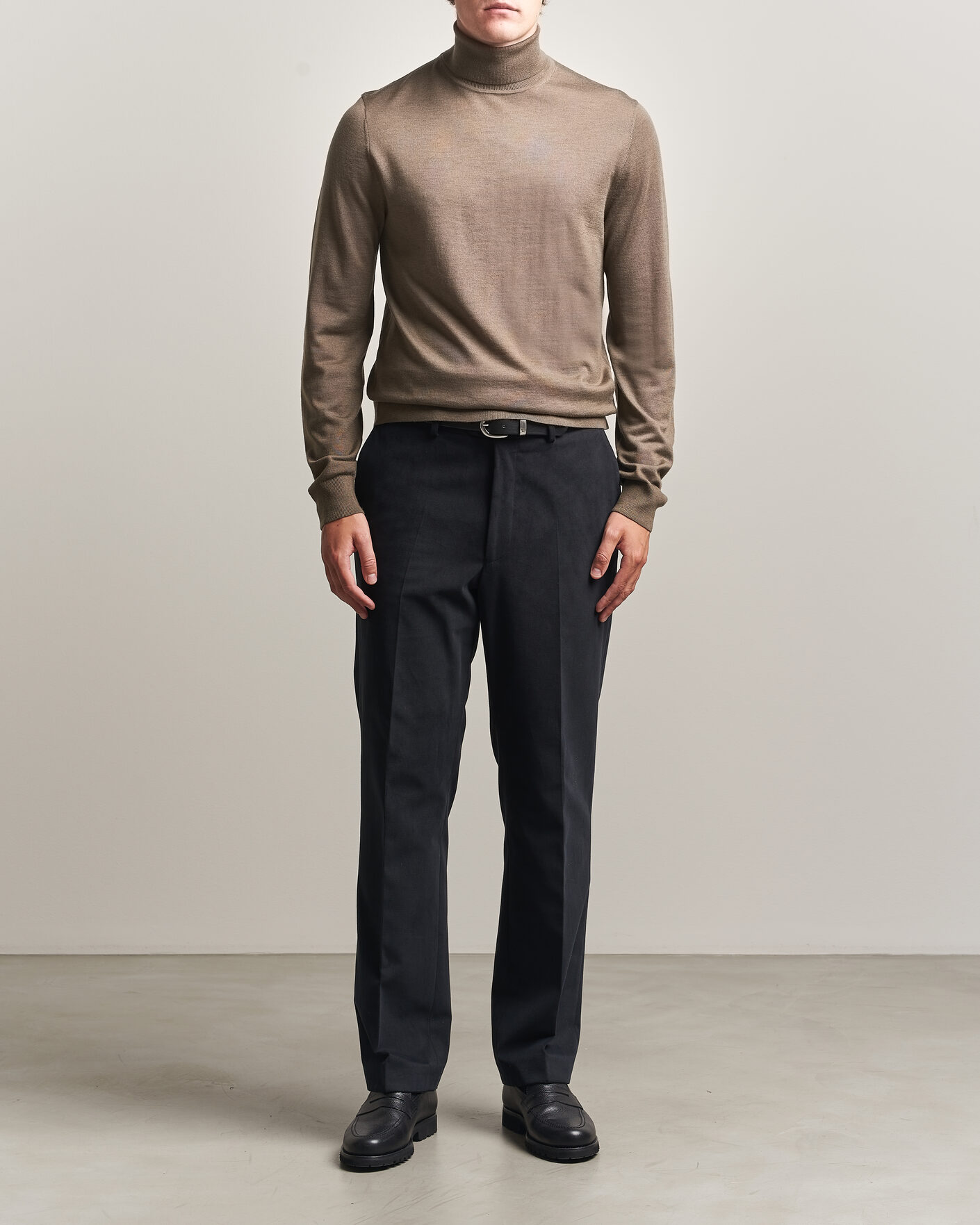 Heren | Truien | Tiger of Sweden | Nevile Extra Fine Merino Polo Aged Timber