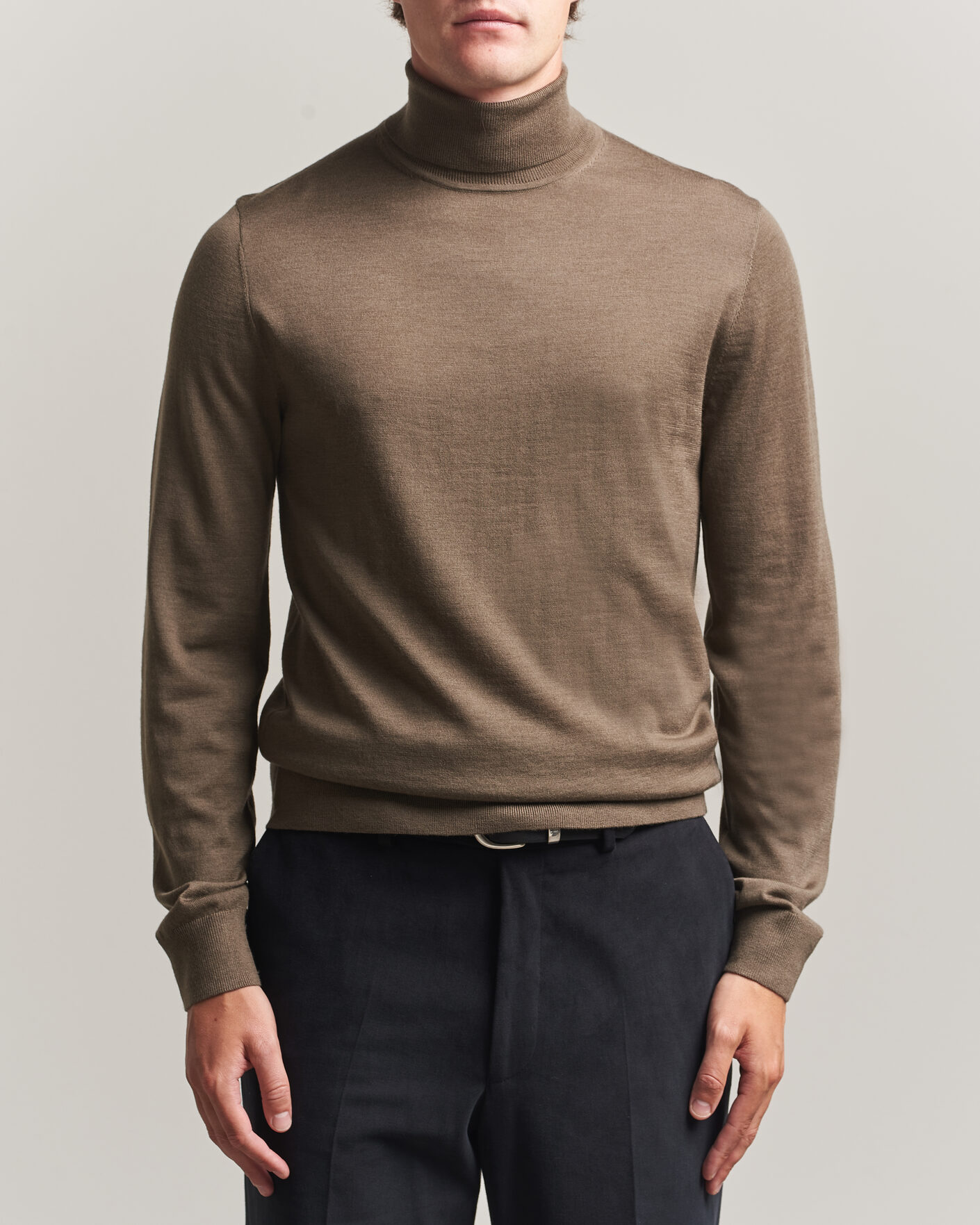Heren | Truien | Tiger of Sweden | Nevile Extra Fine Merino Polo Aged Timber
