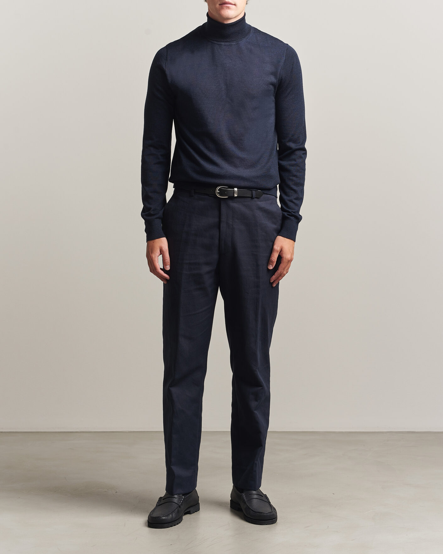 Heren | Truien | Tiger of Sweden | Nevile Extra Fine Merino Polo Light Ink